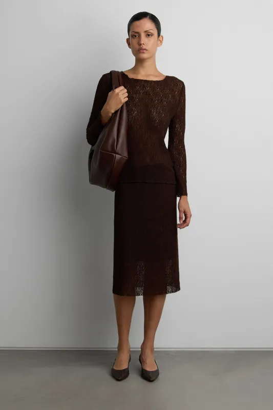 SHEER MIDI KNIT SKIRT made by OAK AND FORT