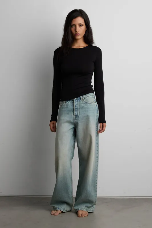 COTTON MODAL FITTED LONG SLEEVE TOP made by OAK AND FORT