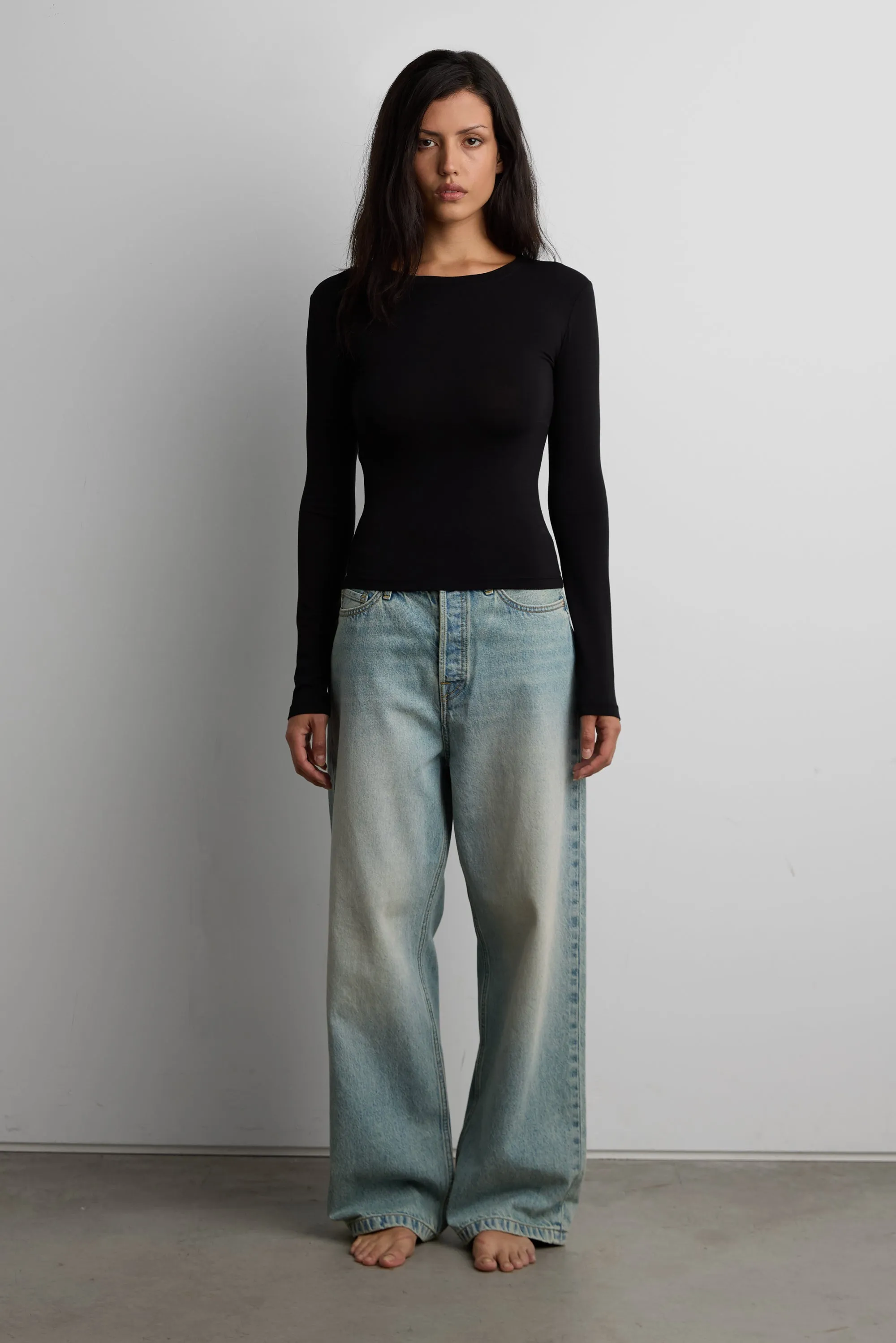 COTTON MODAL FITTED LONG SLEEVE TOP sold by OAK AND FORT product image thumbnail 2