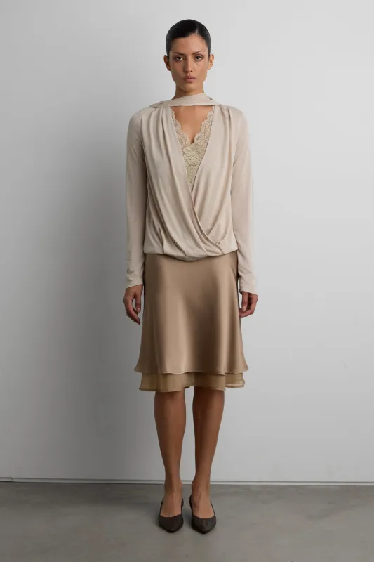 DRAPED LACE BLOUSE made by OAK AND FORT