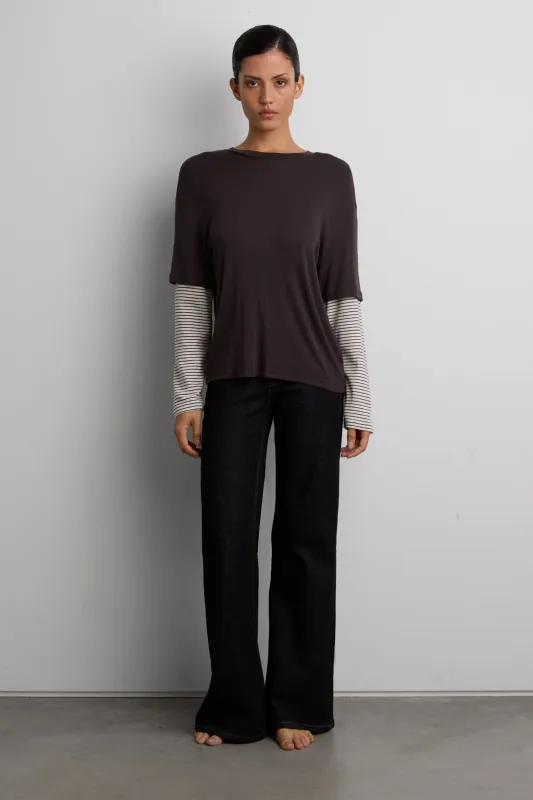 STRIPED LONG SLEEVE KNIT TOP made by OAK AND FORT
