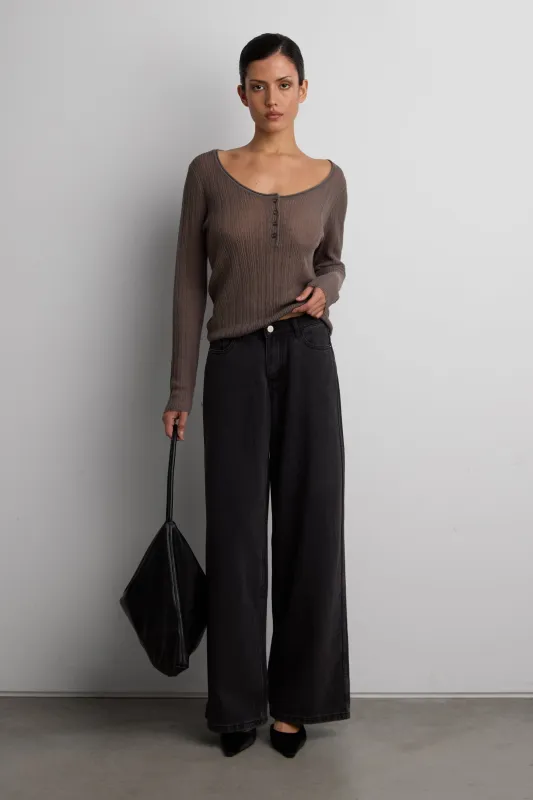 DRAPED SHEER KNIT CARDIGAN made by OAK AND FORT