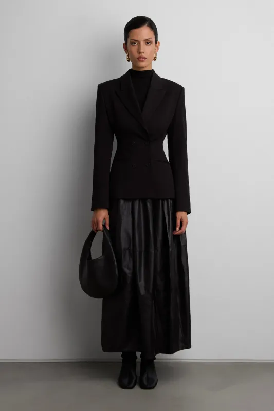 GATHERED WAIST KNIT MAXI SKIRT made by OAK AND FORT