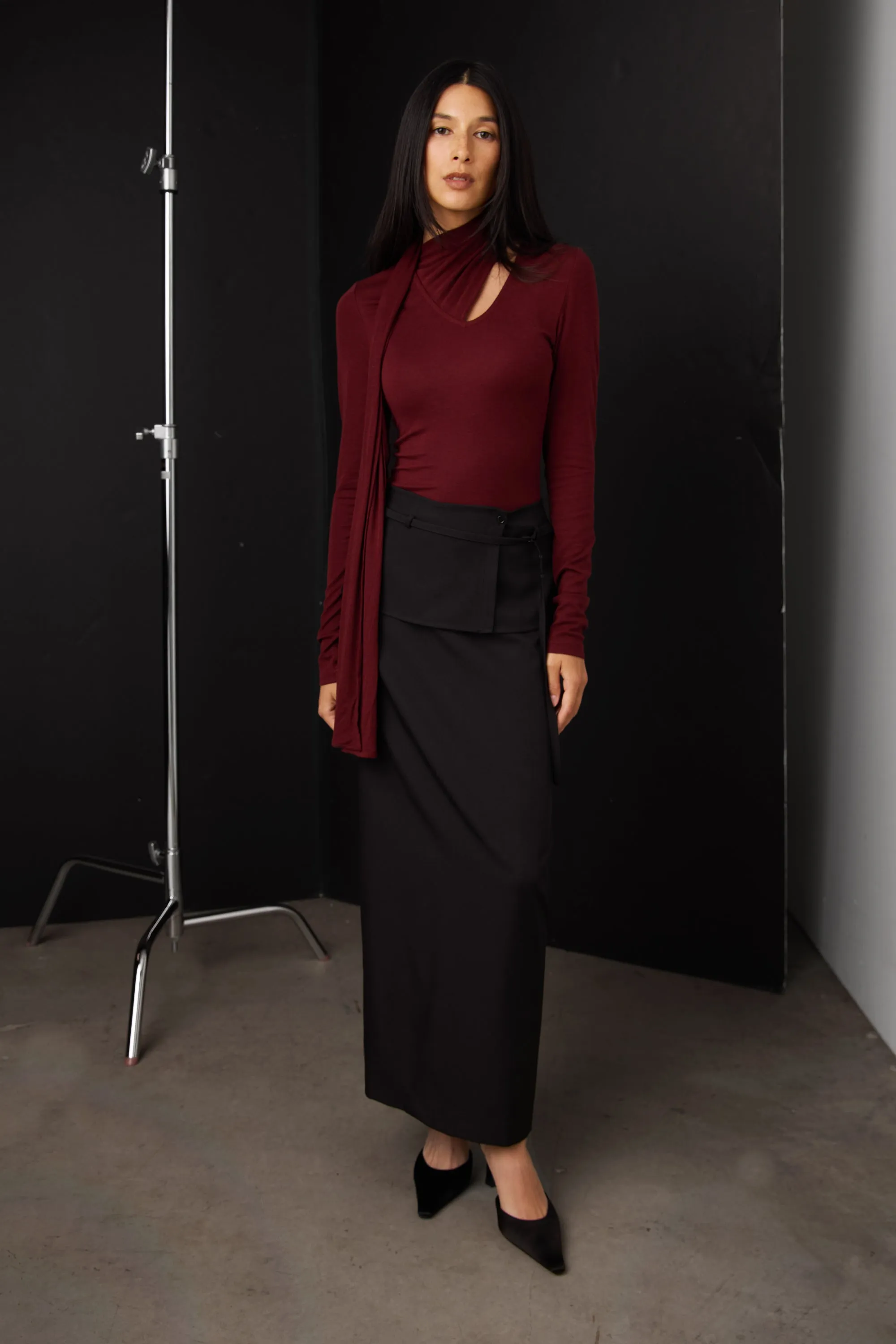 A-LINE SKIRT WITH WRAP DETAIL sold by OAK AND FORT