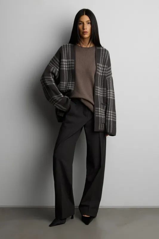 OPEN FRONT PLAID CARDIGAN made by OAK AND FORT