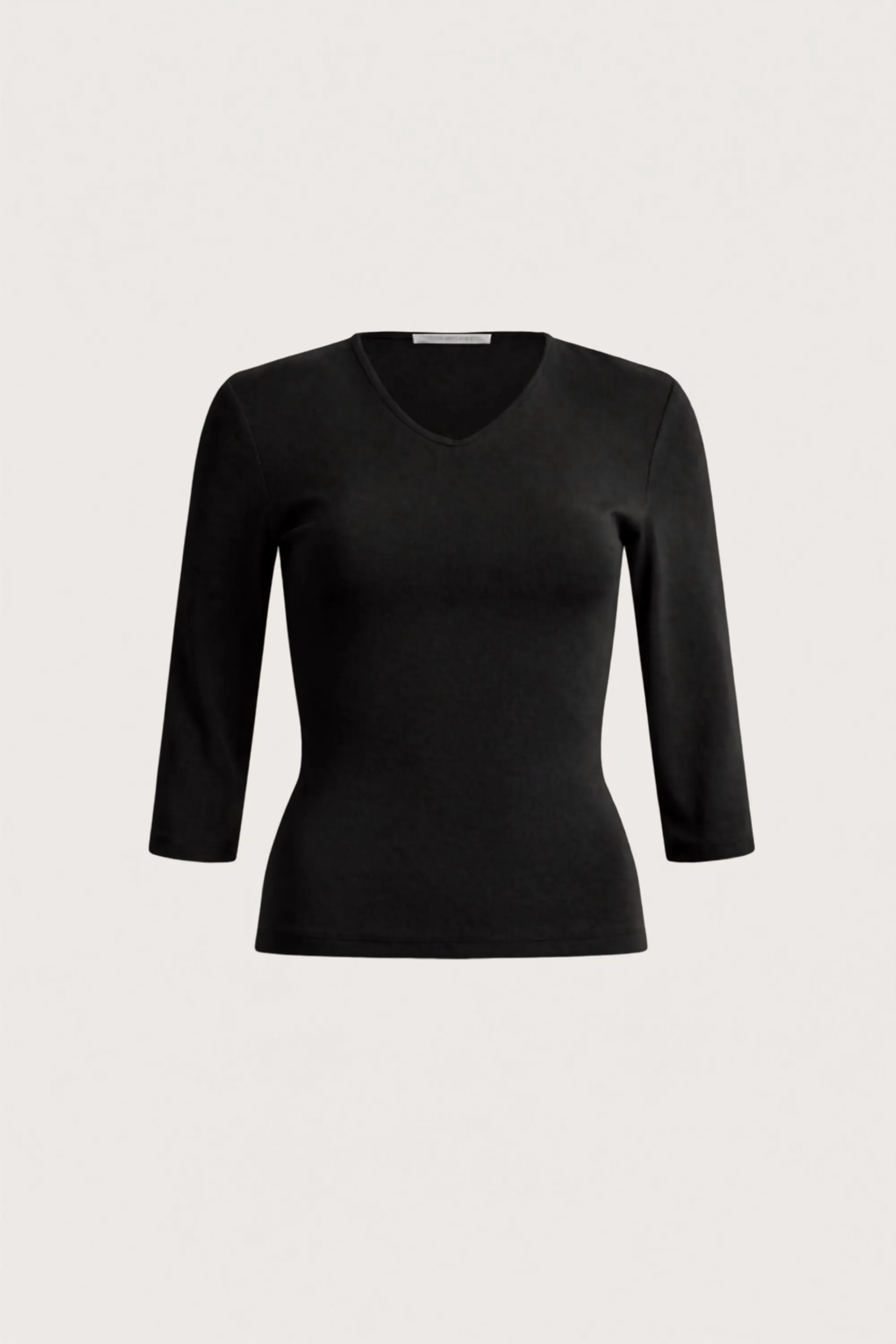 FITTED COTTON MODAL V-NECK QUARTER SLEEVE TOP sold by OAK AND FORT product image thumbnail 5