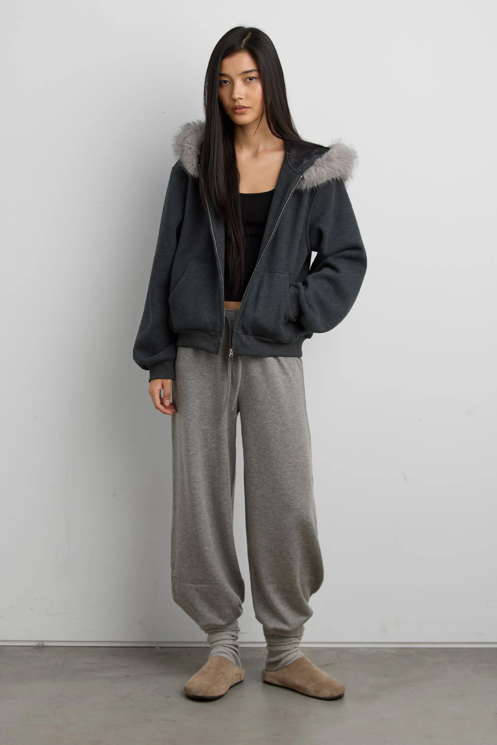 FLEECE-LINED FAUX FUR HOOD JACKET sold by OAK AND FORT product image thumbnail 4