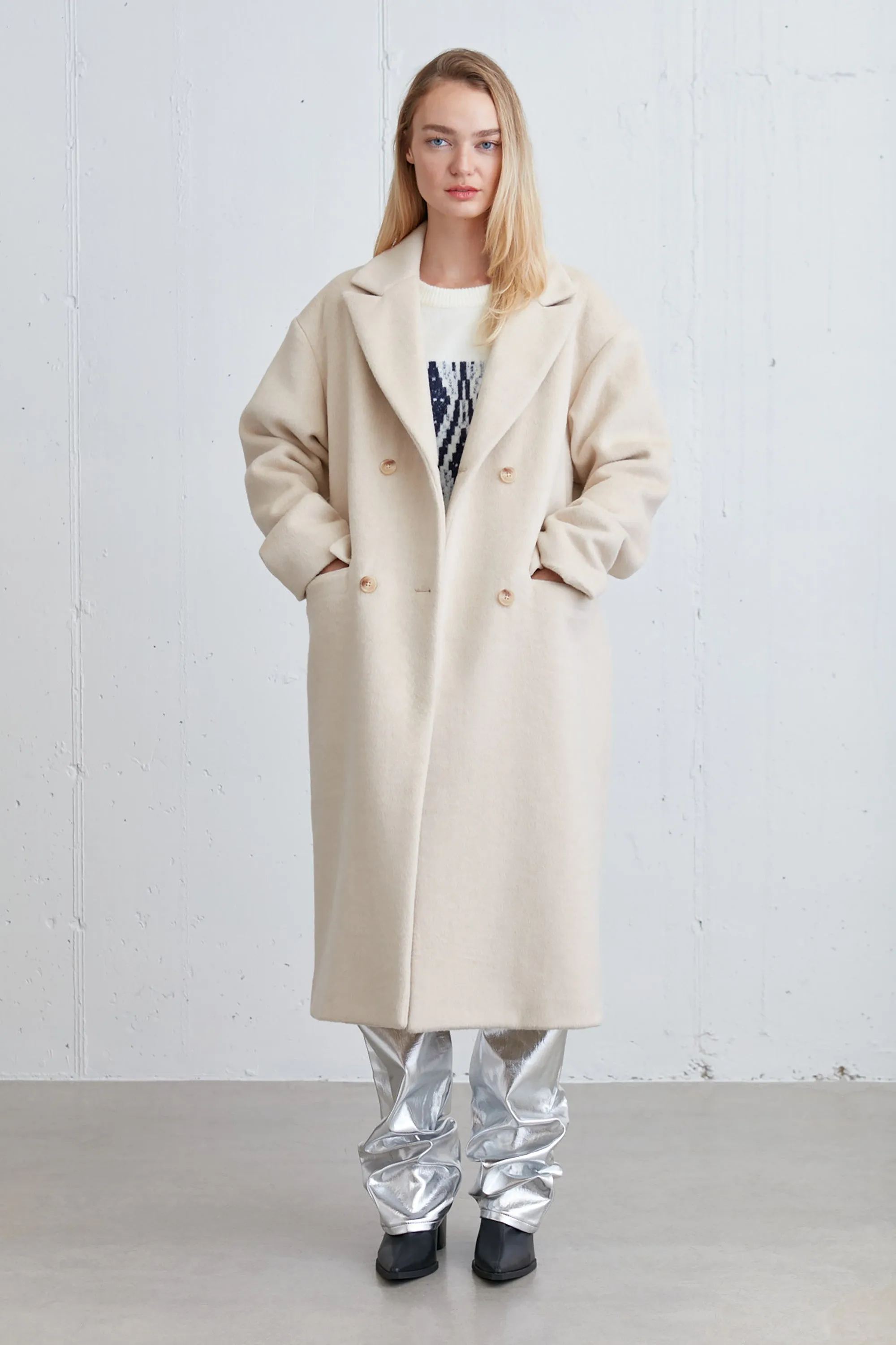 WOOL-BLEND DOUBLE-BREASTED COAT sold by OAK AND FORT product image thumbnail 3