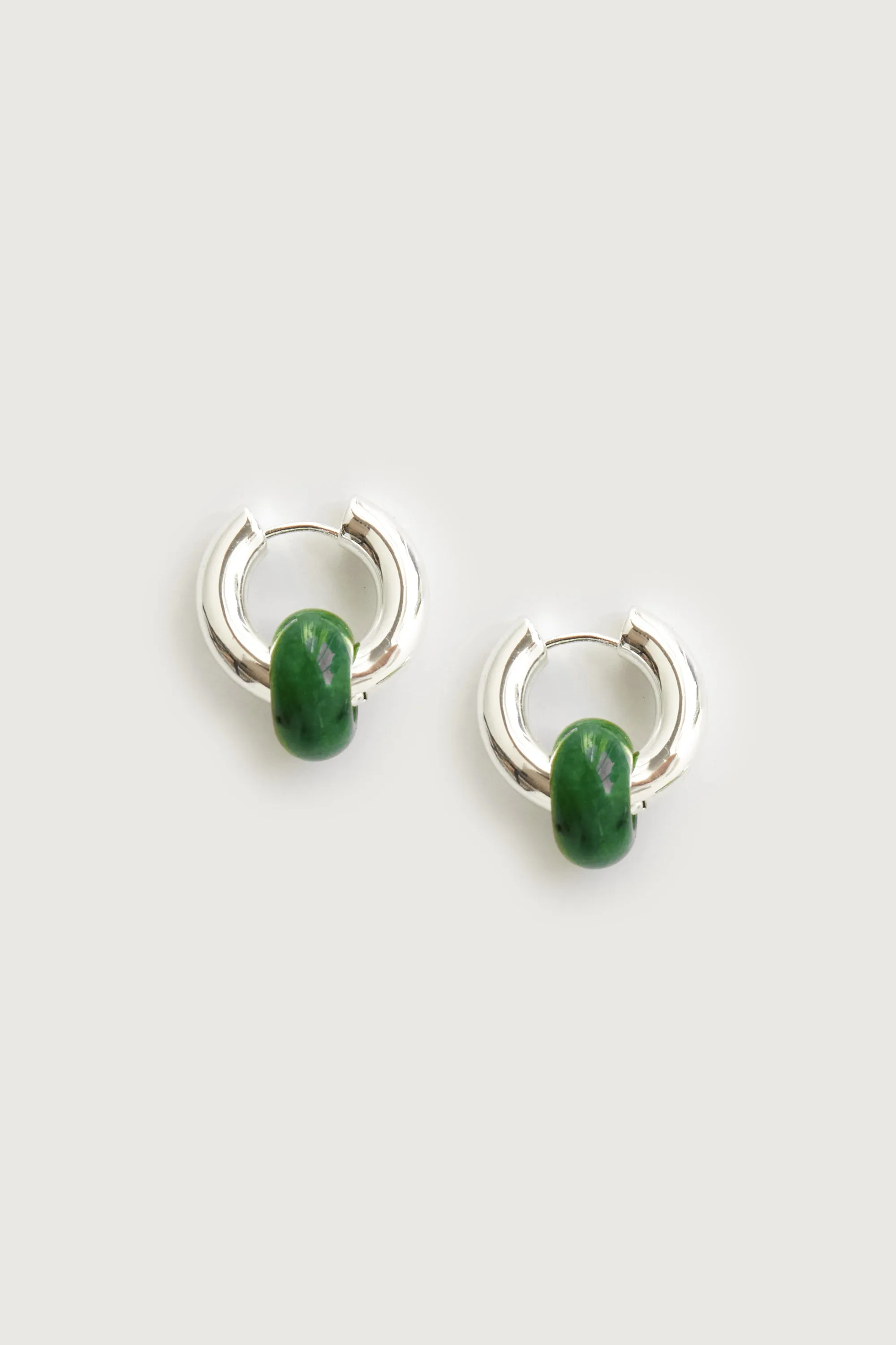THICK HOOPS WITH GREEN STONE sold by OAK AND FORT product image thumbnail 3