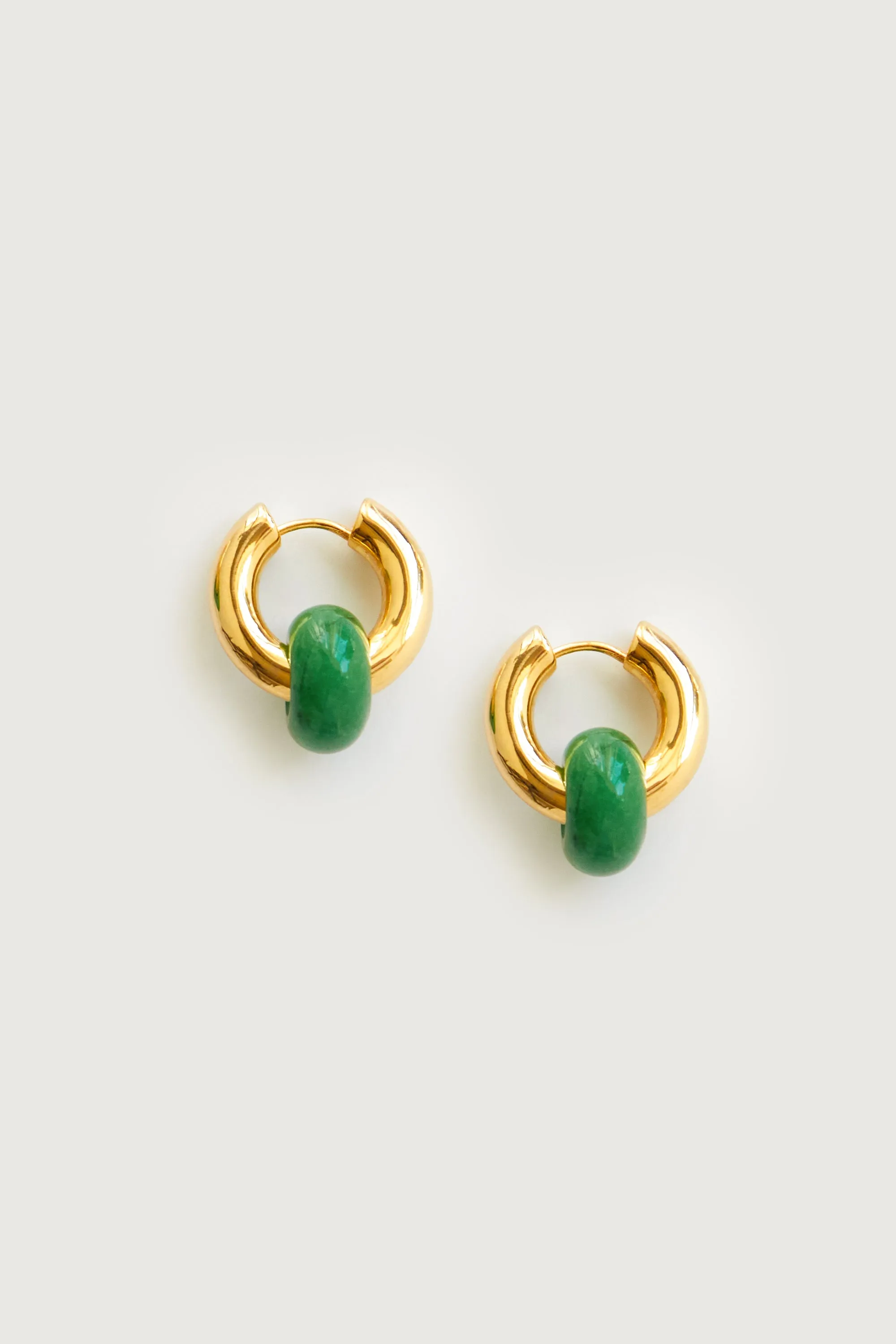 THICK HOOPS WITH GREEN STONE sold by OAK AND FORT product image thumbnail 4