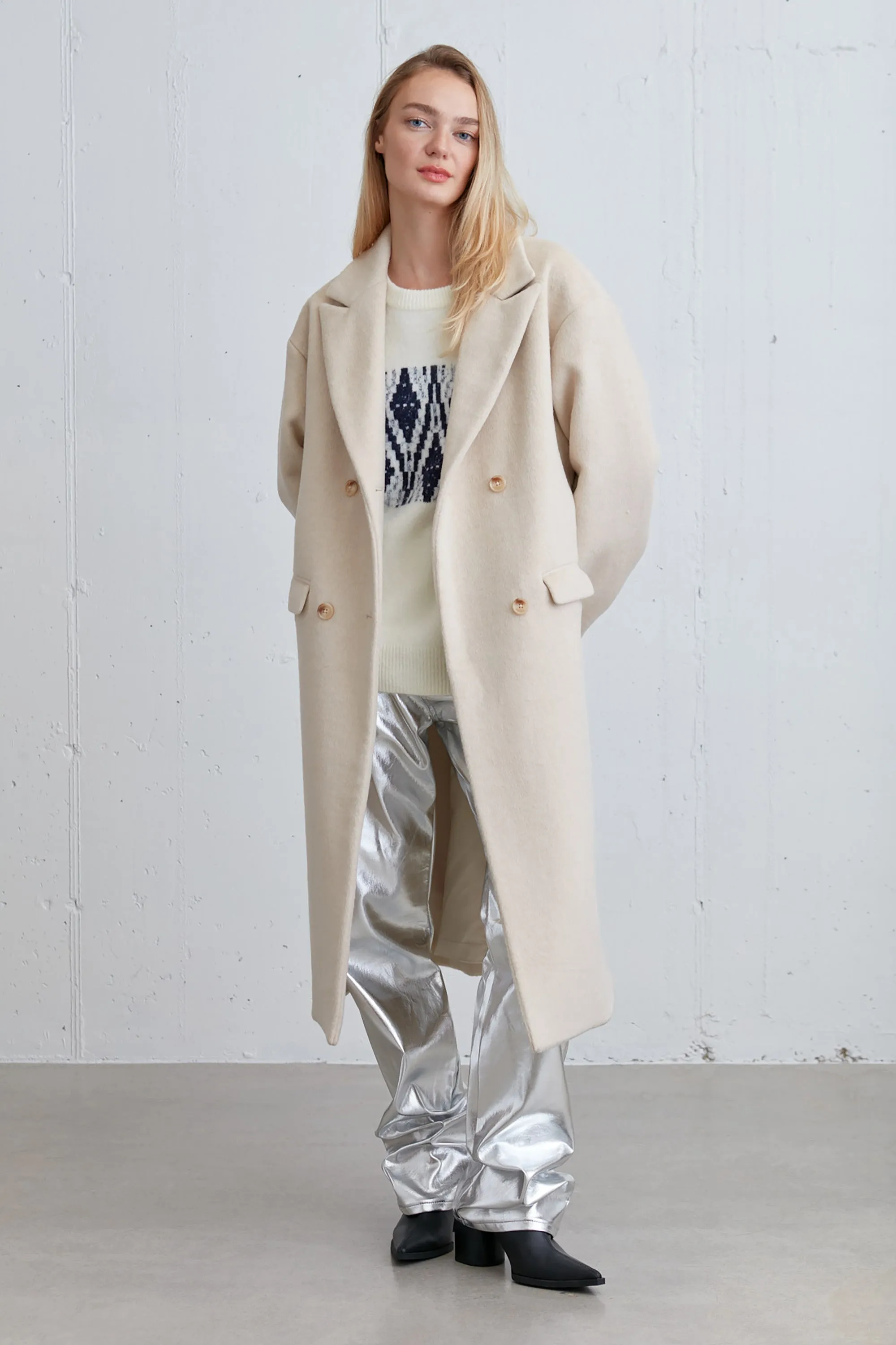 WOOL-BLEND DOUBLE-BREASTED COAT sold by OAK AND FORT product image thumbnail 2