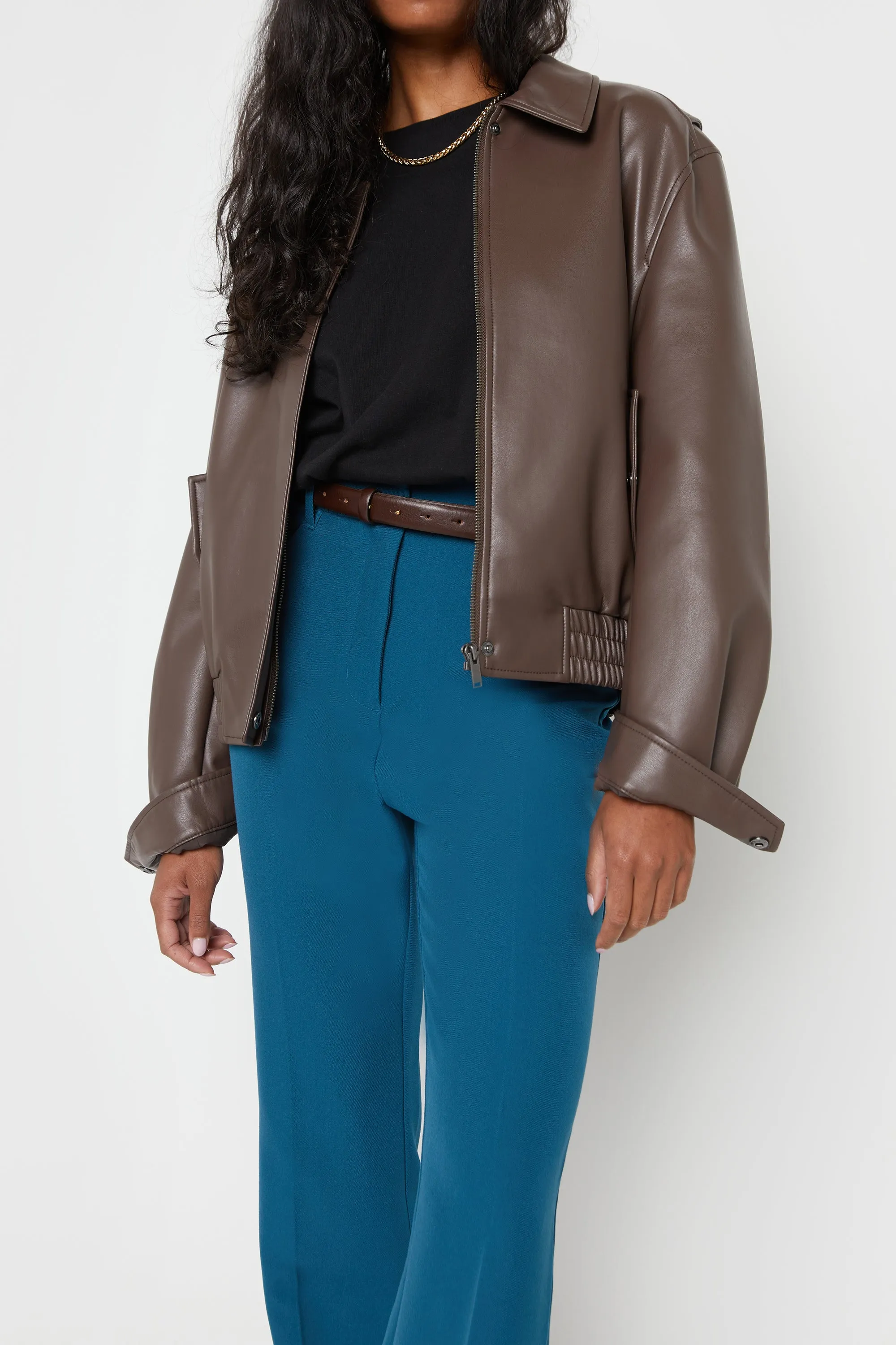 VEGAN LEATHER BOMBER JACKET sold by OAK AND FORT product image thumbnail 2