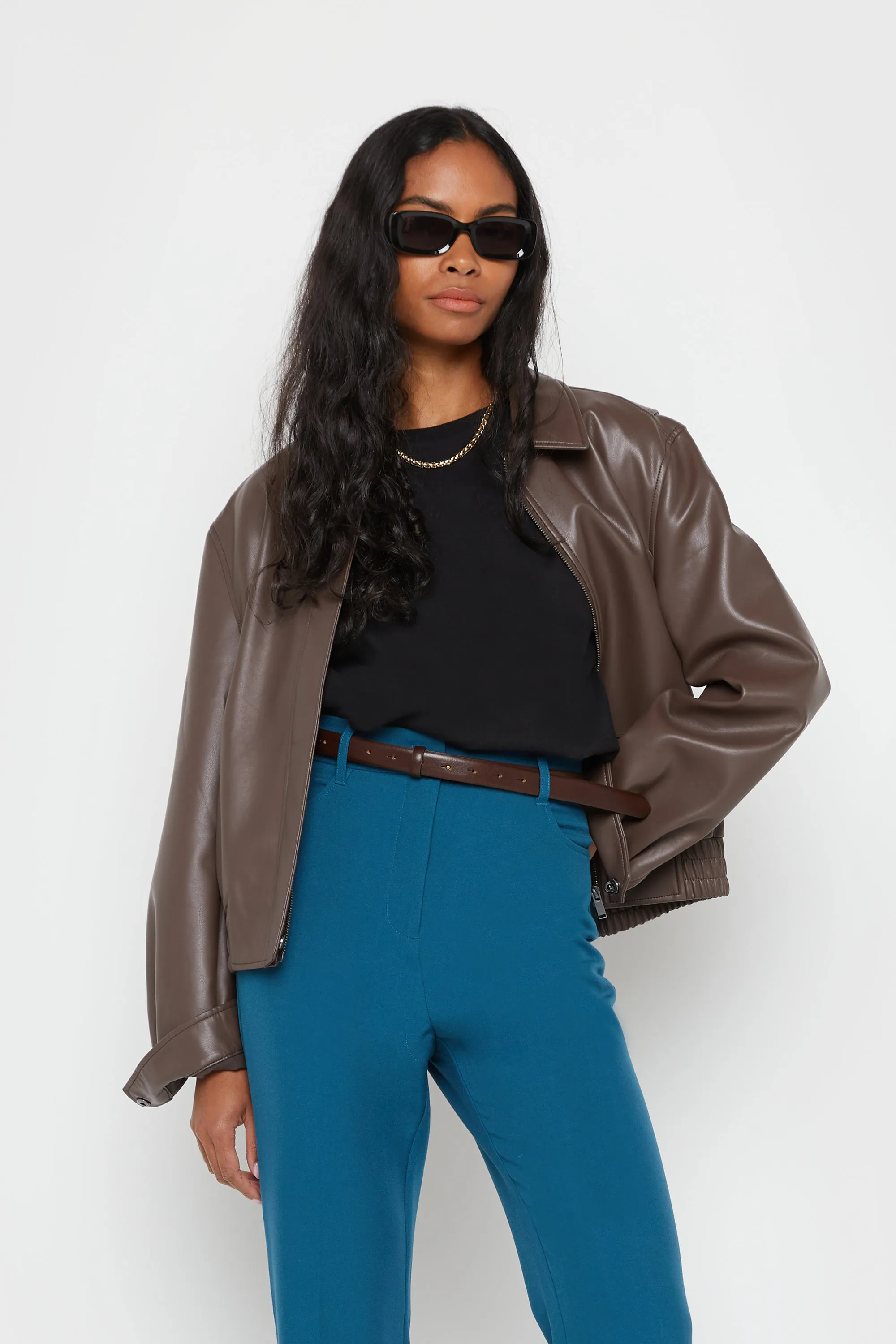 VEGAN LEATHER BOMBER JACKET sold by OAK AND FORT