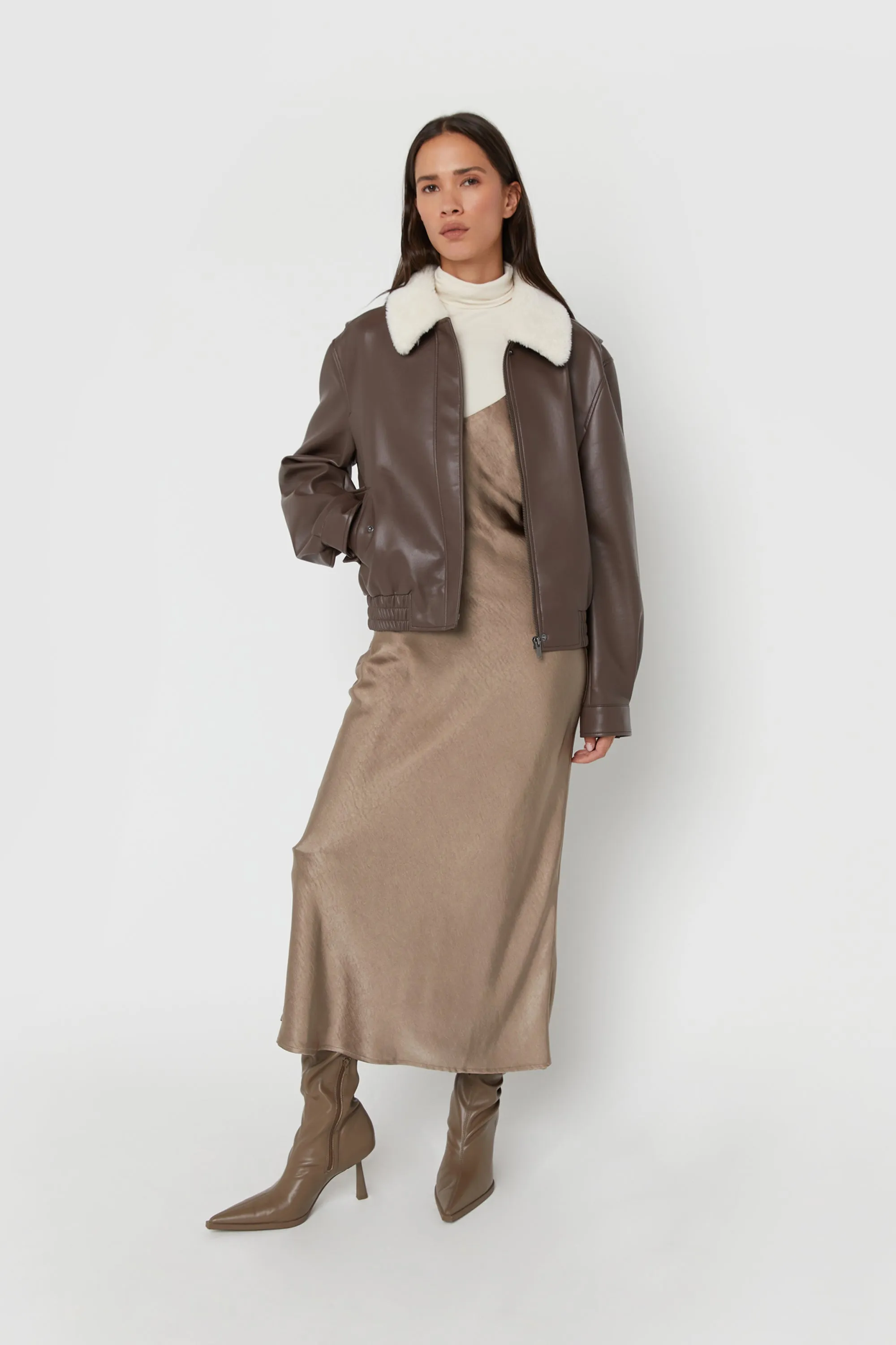 VEGAN LEATHER BOMBER JACKET sold by OAK AND FORT product image thumbnail 4