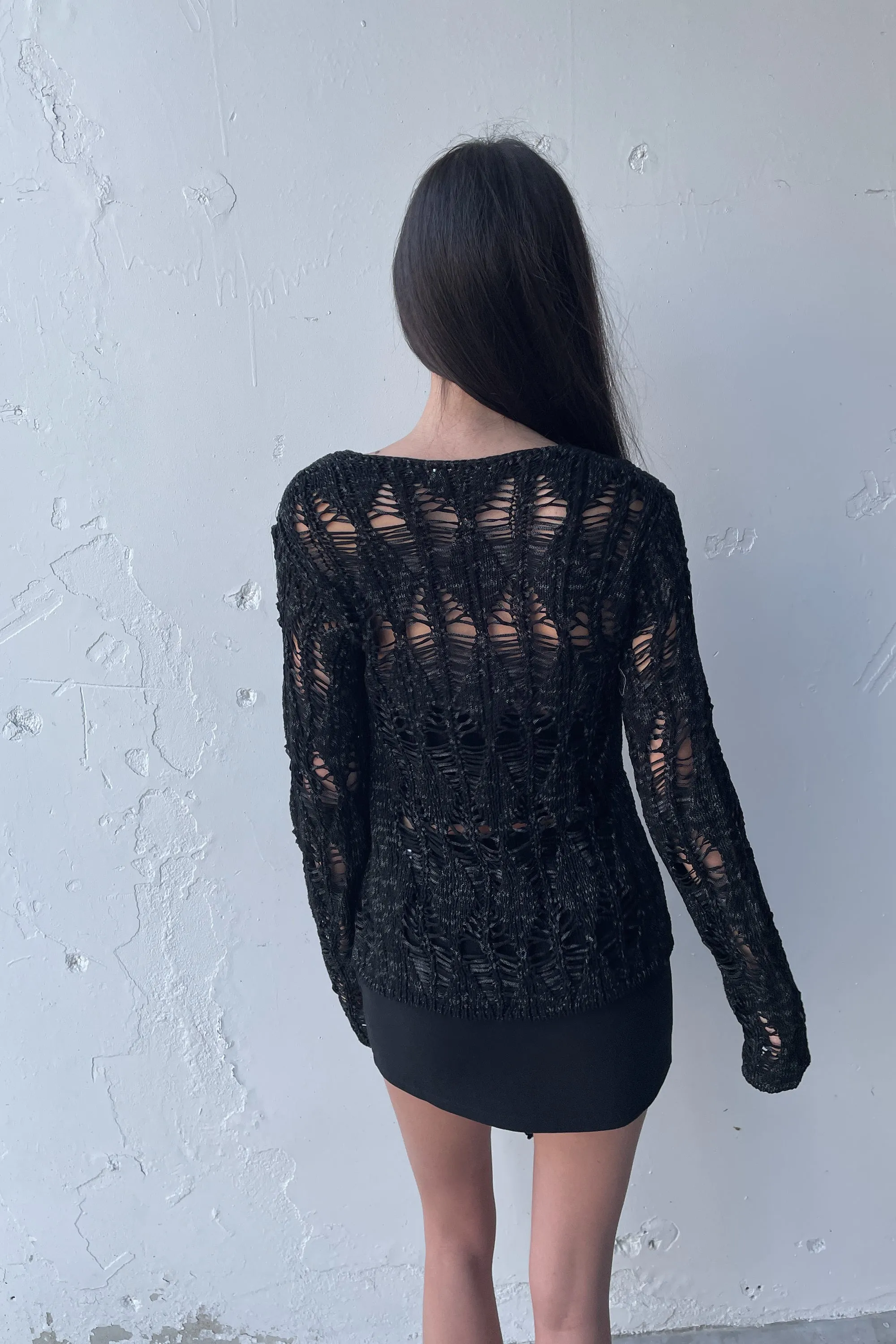 CROCHET OPEN KNIT CARDIGAN sold by OAK AND FORT product image thumbnail 3