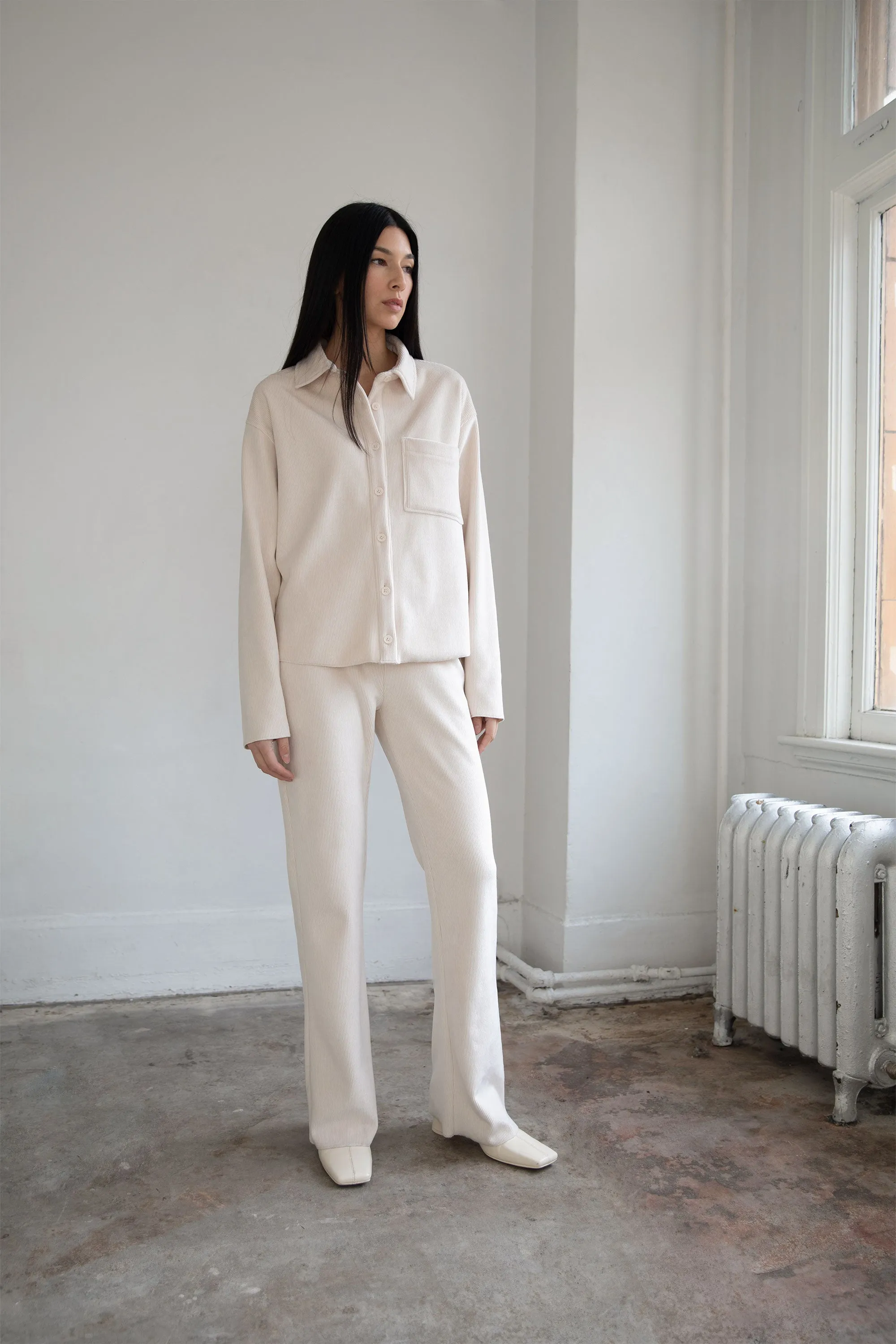 RIB-KNIT BUTTON UP SHIRT sold by OAK AND FORT product image thumbnail 2