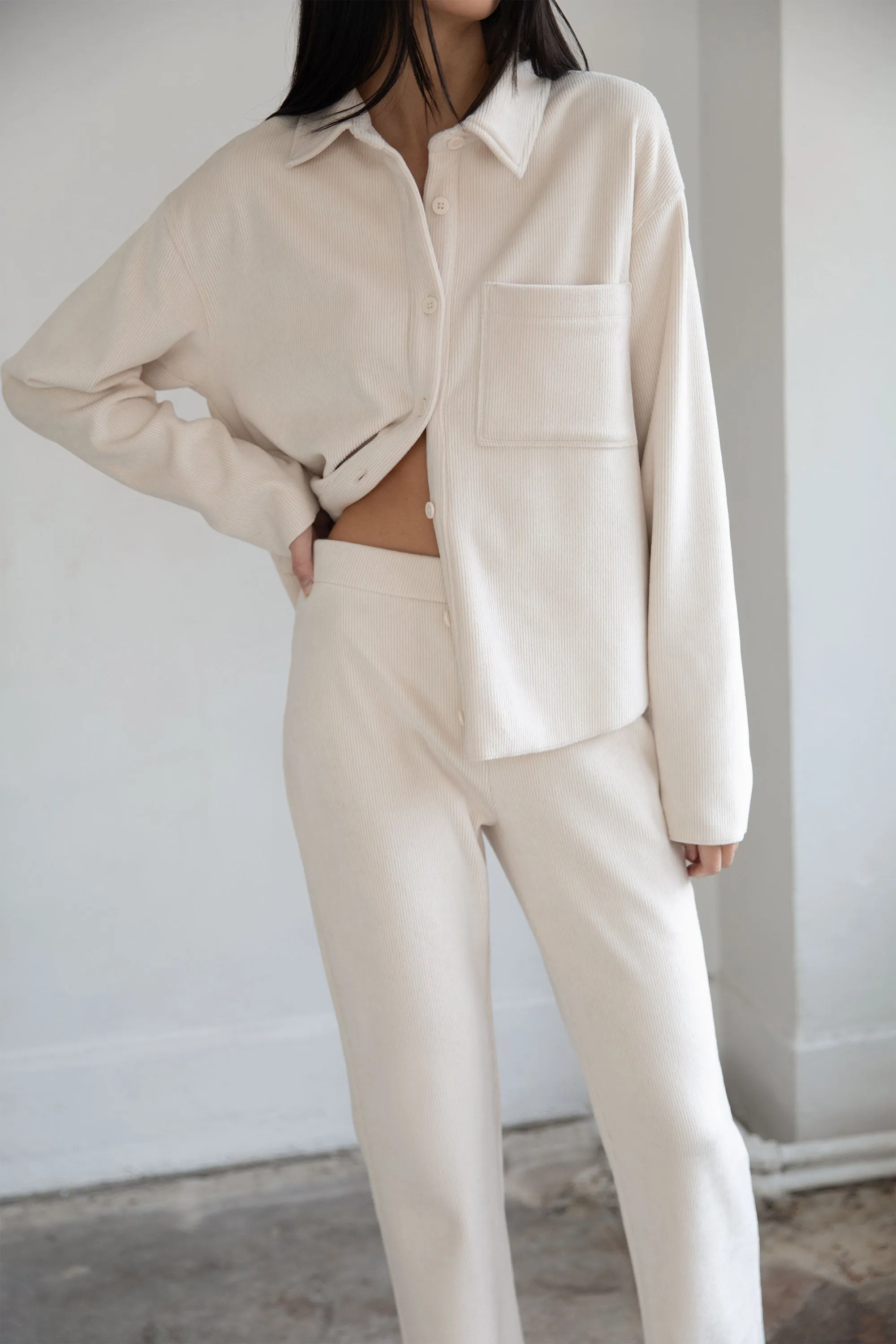 RIB-KNIT BUTTON UP SHIRT sold by OAK AND FORT