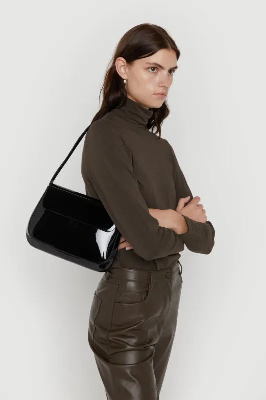 PATENT FRONT FLAP SHOULDER BAG sold by OAK AND FORT