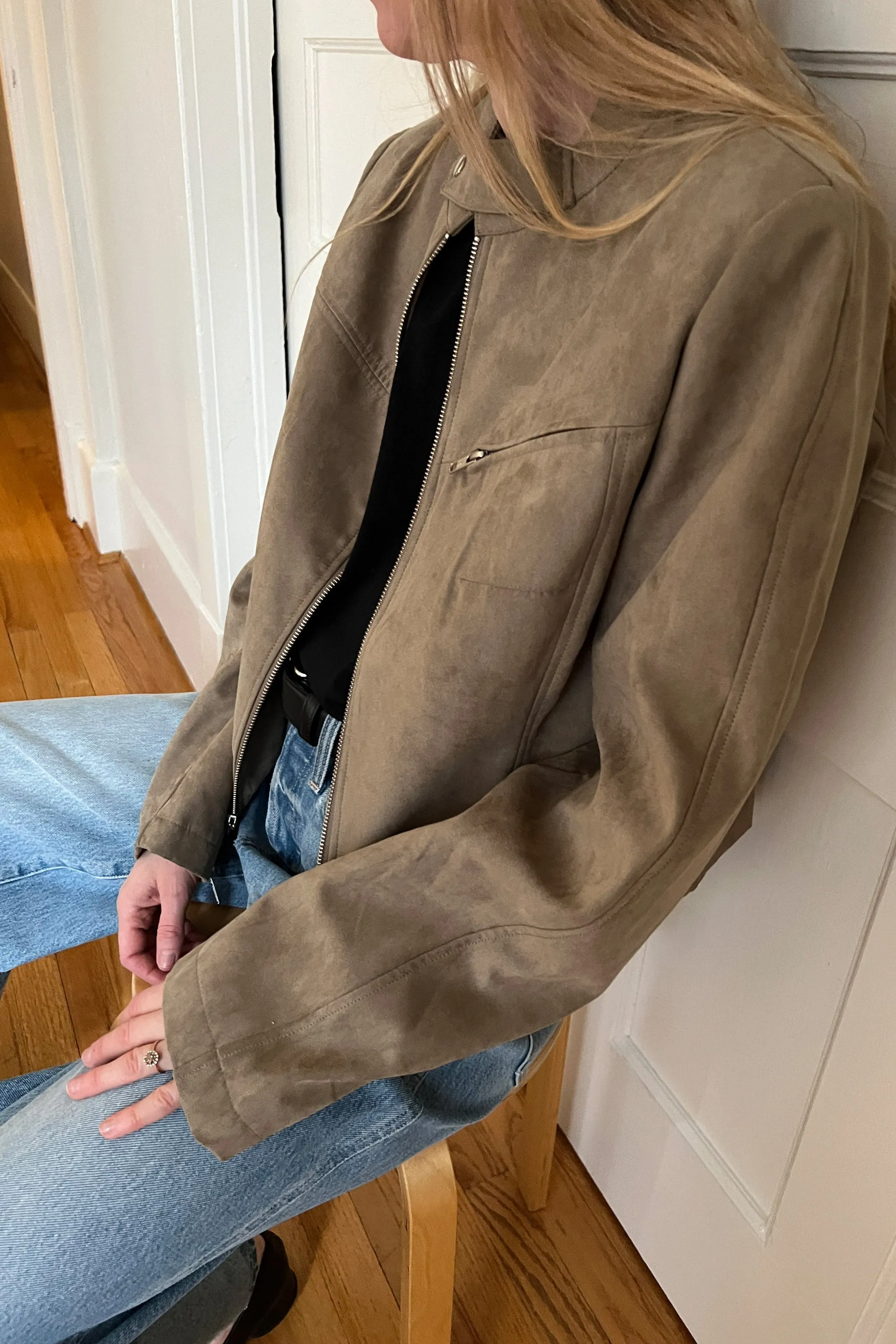 VEGAN SUEDE MOTO JACKET sold by OAK AND FORT product image thumbnail 3