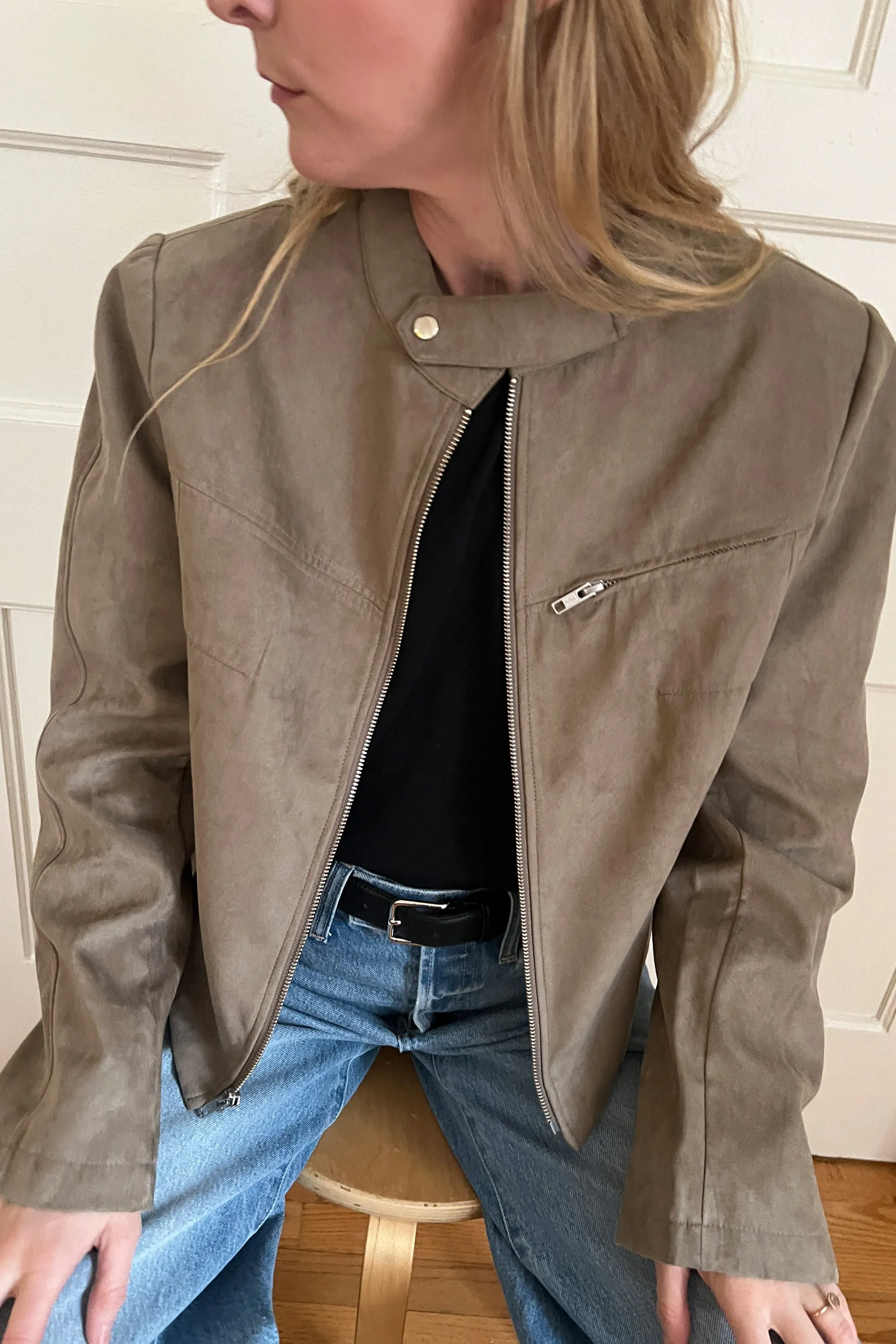 VEGAN SUEDE MOTO JACKET sold by OAK AND FORT