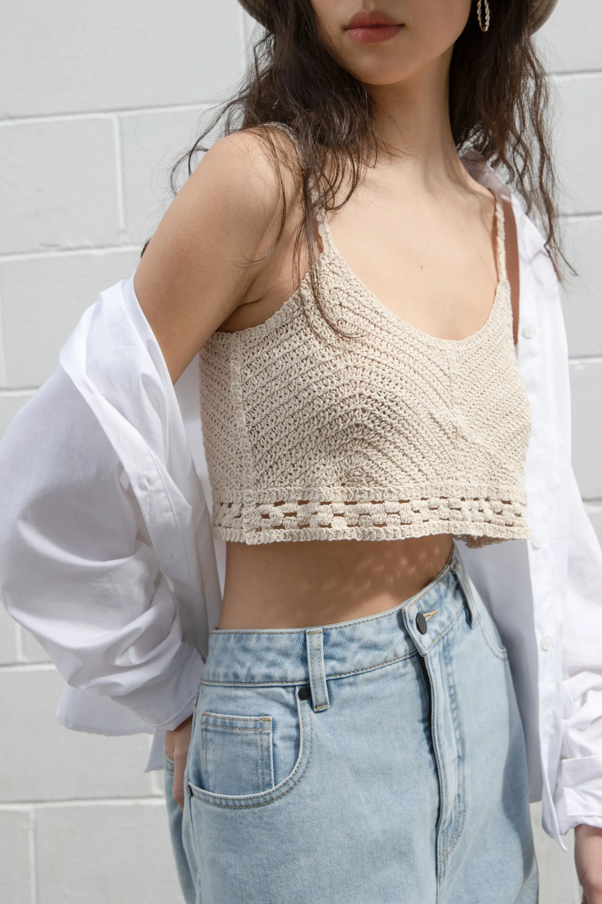 CROPPED CROCHET KNIT TANK sold by OAK AND FORT product image thumbnail 2