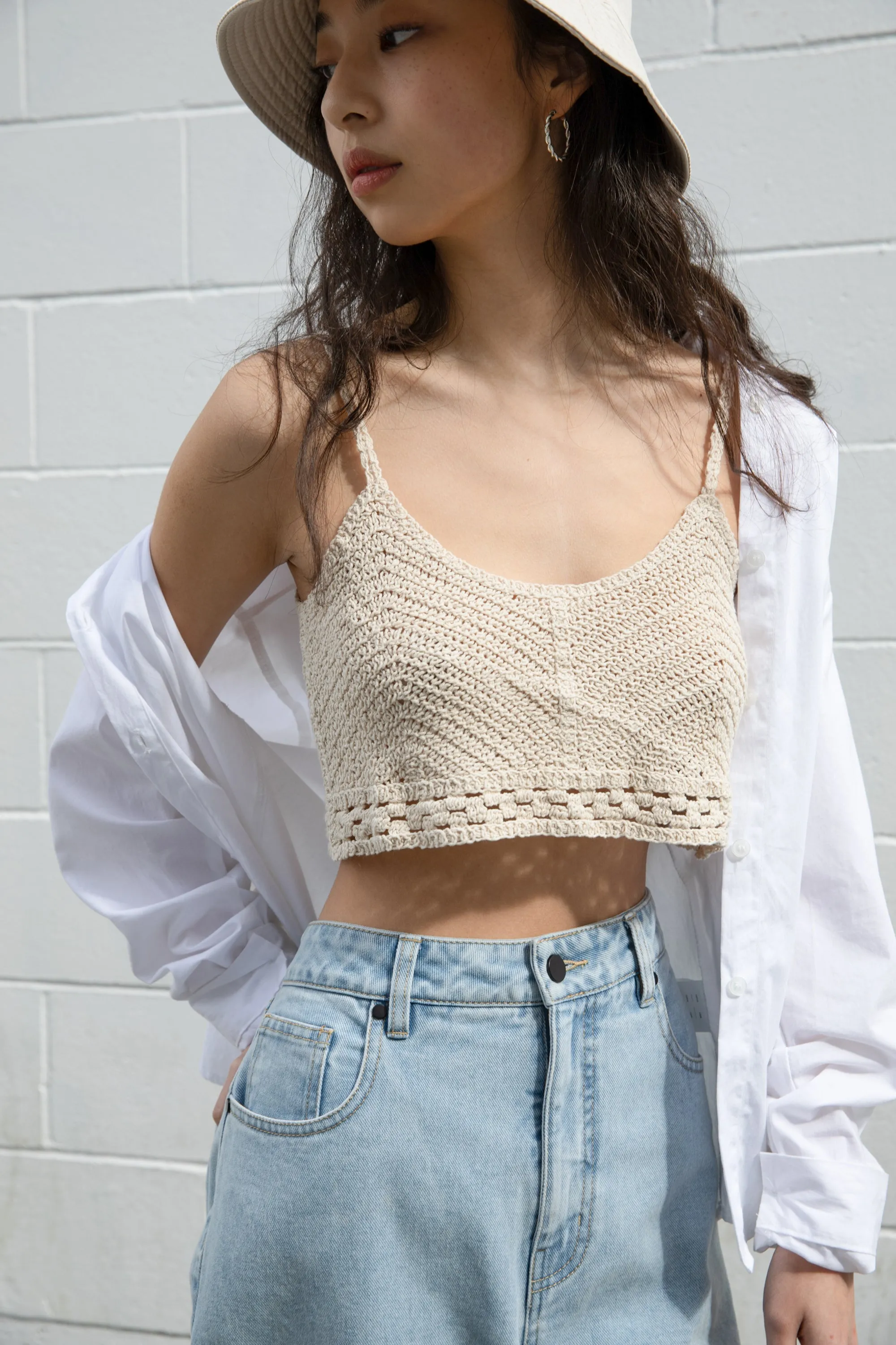 CROPPED CROCHET KNIT TANK sold by OAK AND FORT product image thumbnail 3