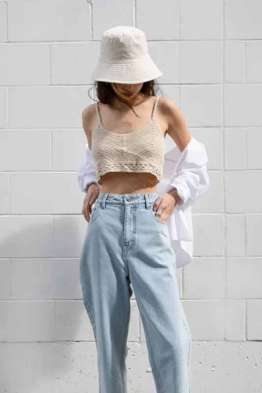 CROPPED CROCHET KNIT TANK sold by OAK AND FORT