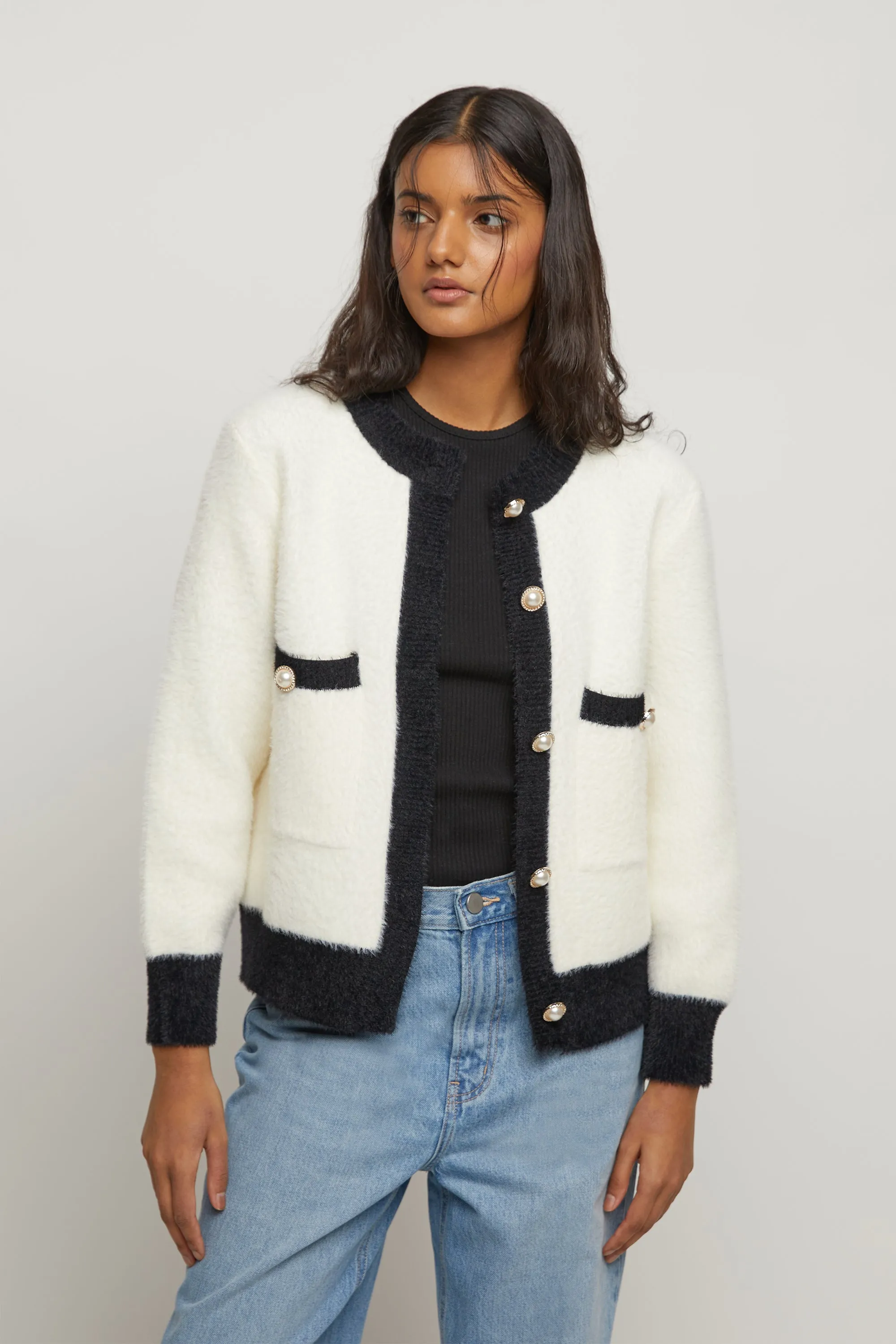 CONTRAST TRIM CARDIGAN sold by OAK AND FORT product image thumbnail 3