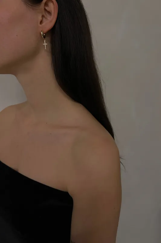 ZIRCONIA CROSS PENDANT HOOP sold by OAK AND FORT