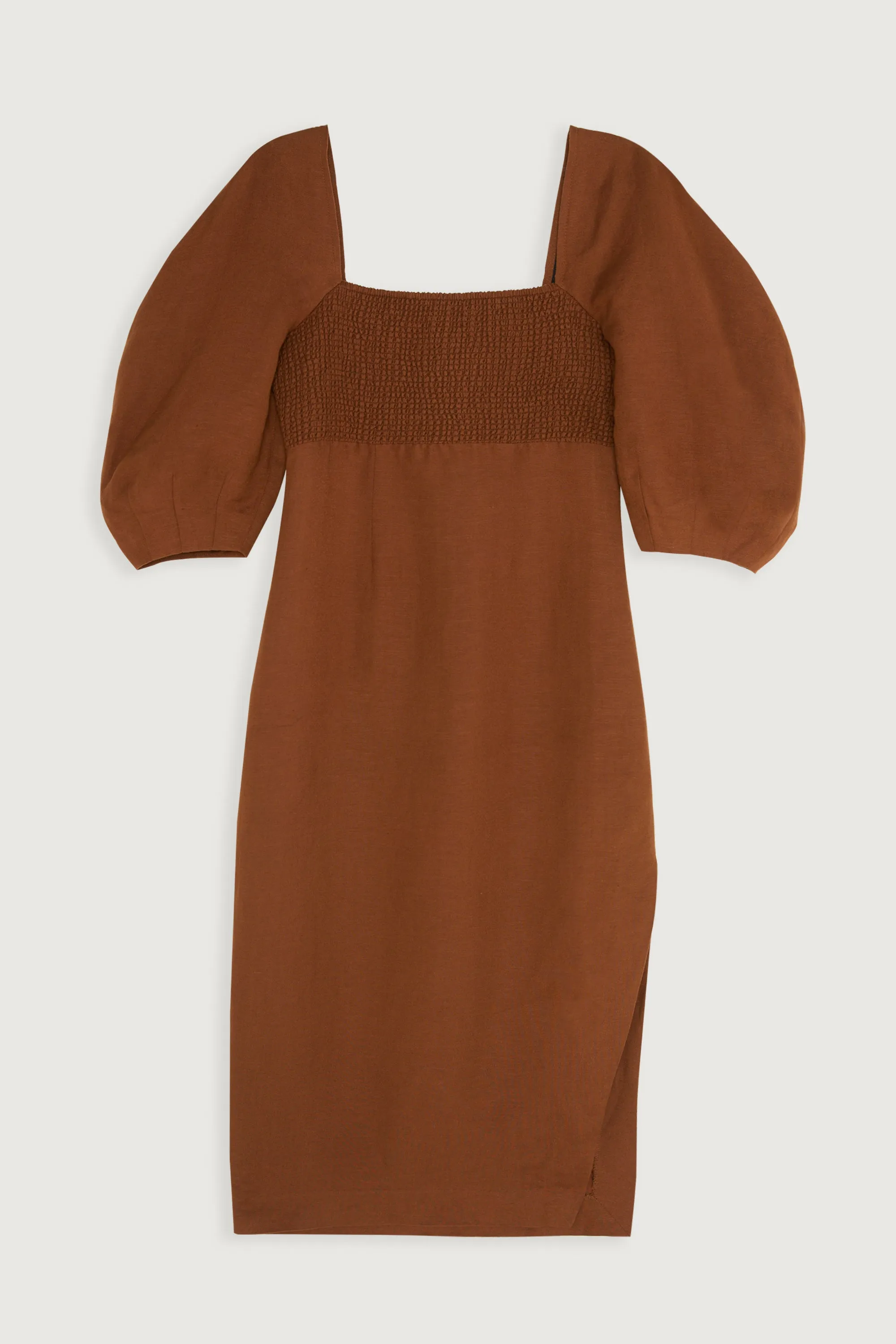 LINEN SMOCKED MIDI DRESS sold by OAK AND FORT product image thumbnail 3