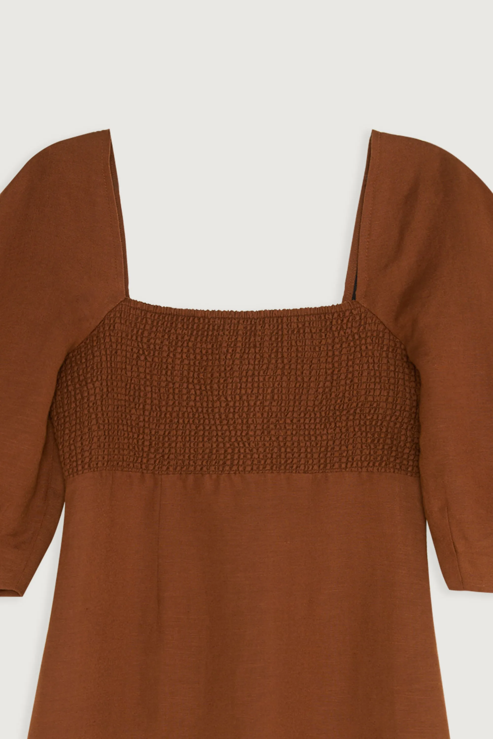 LINEN SMOCKED MIDI DRESS sold by OAK AND FORT product image thumbnail 4