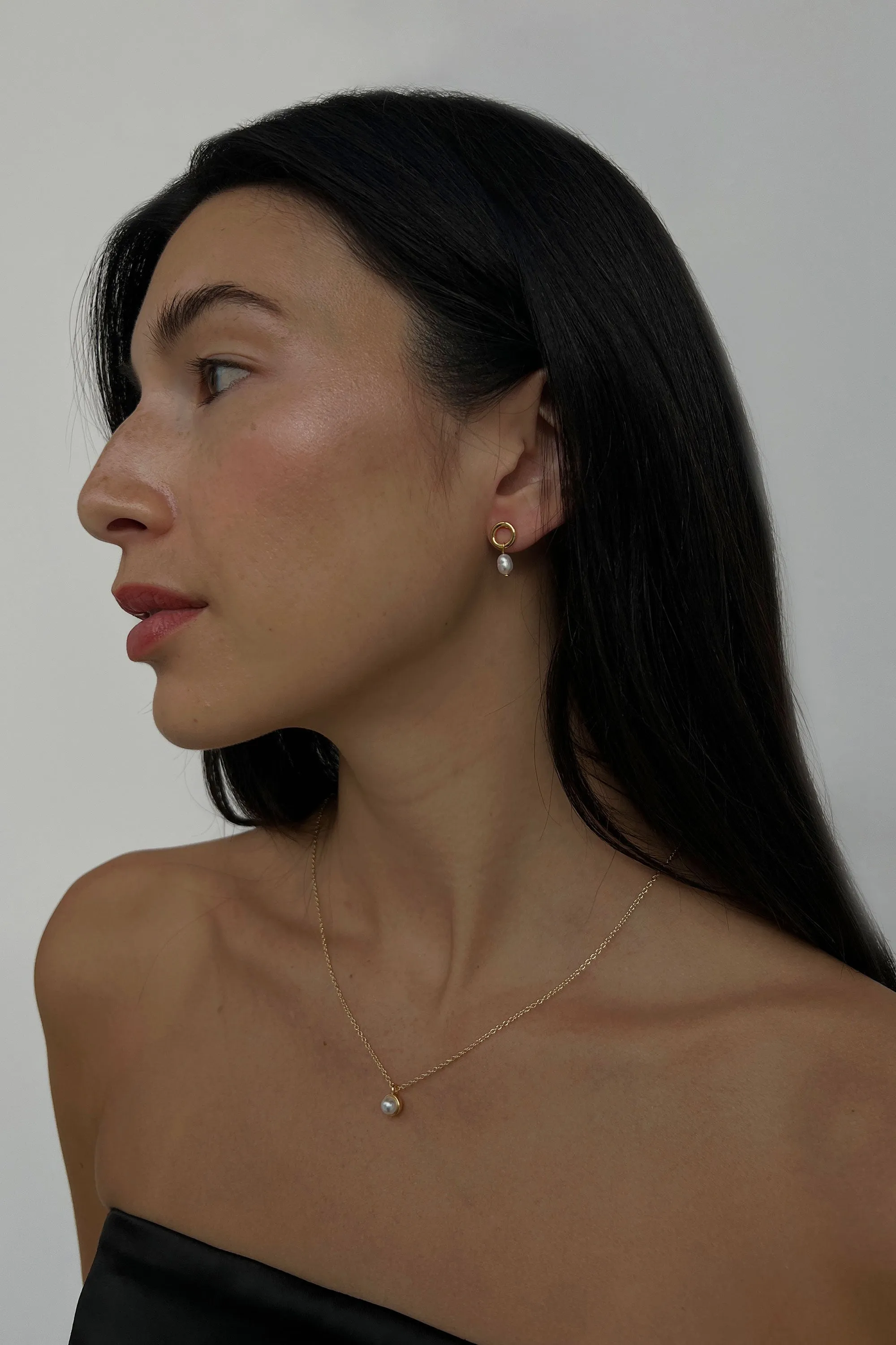 PEARL DROP HOOP EARRING sold by OAK AND FORT