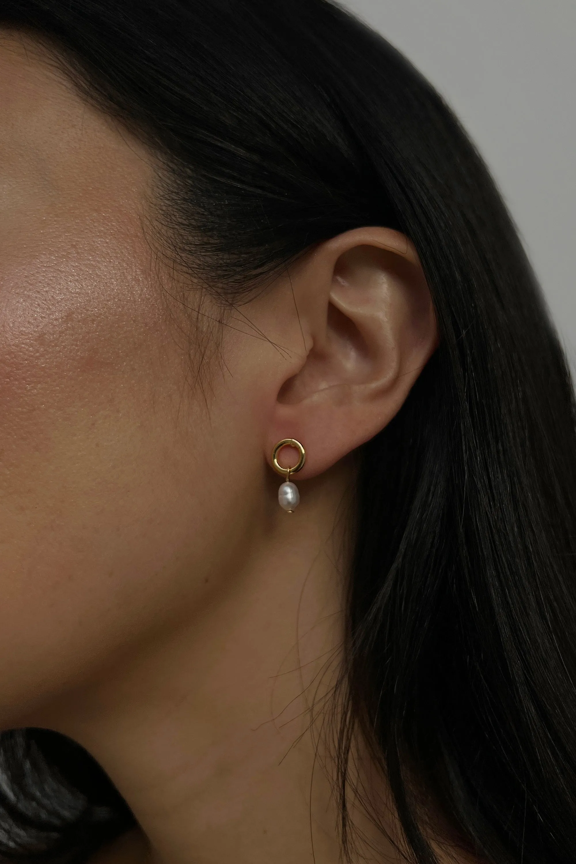 PEARL DROP HOOP EARRING sold by OAK AND FORT product image thumbnail 2