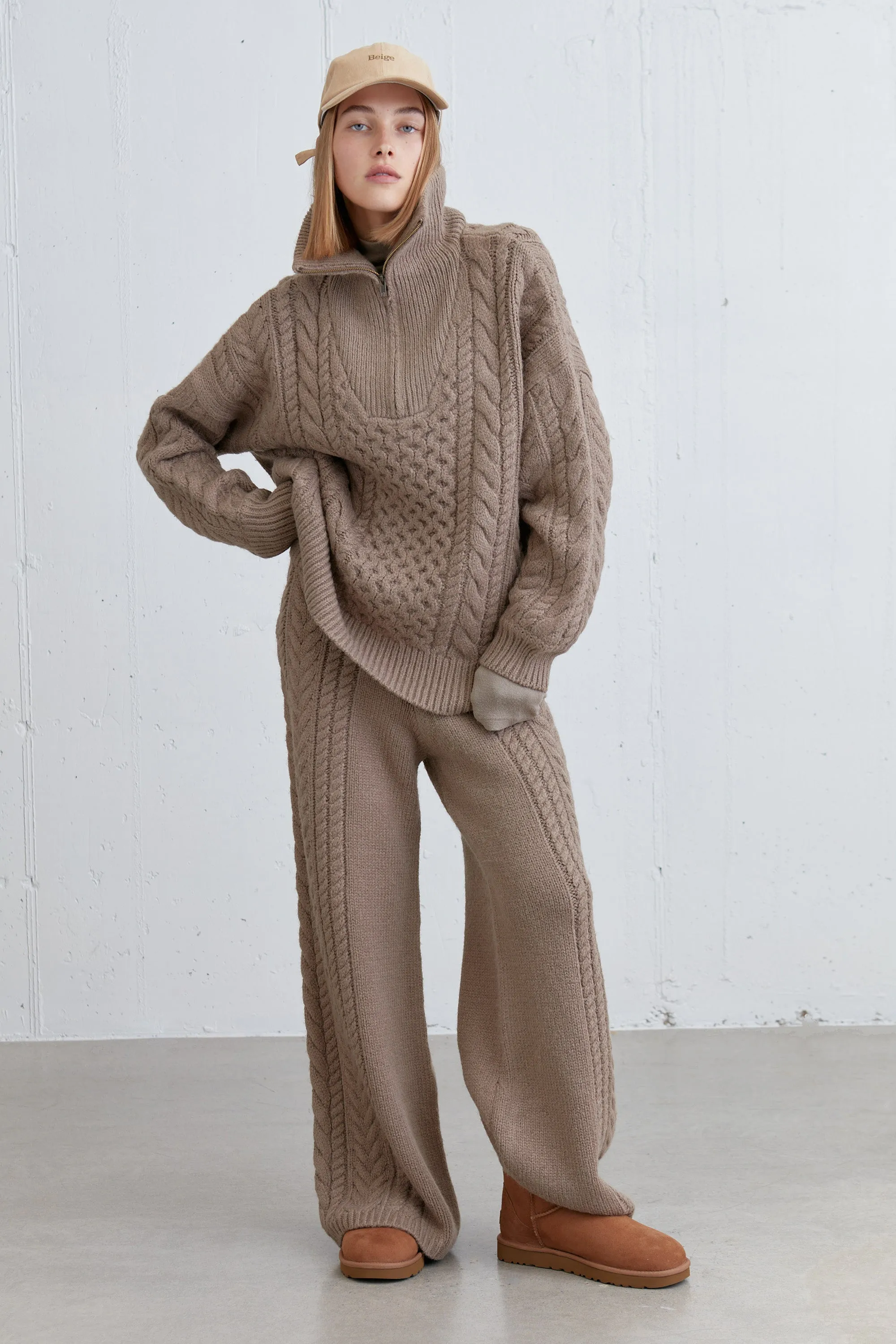 CABLE KNIT HALF ZIP sold by OAK AND FORT product image thumbnail 3