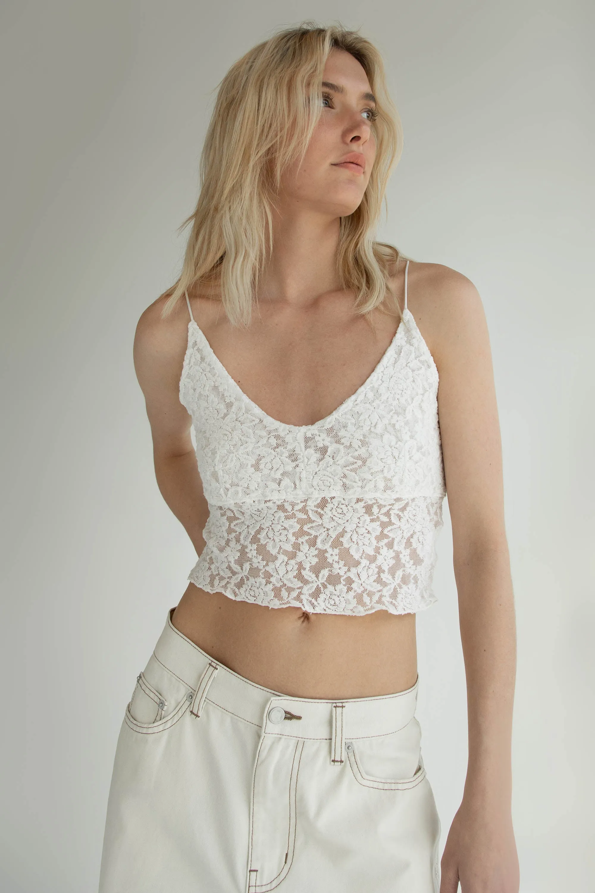CROPPED LACE TANK TOP sold by OAK AND FORT product image thumbnail 3