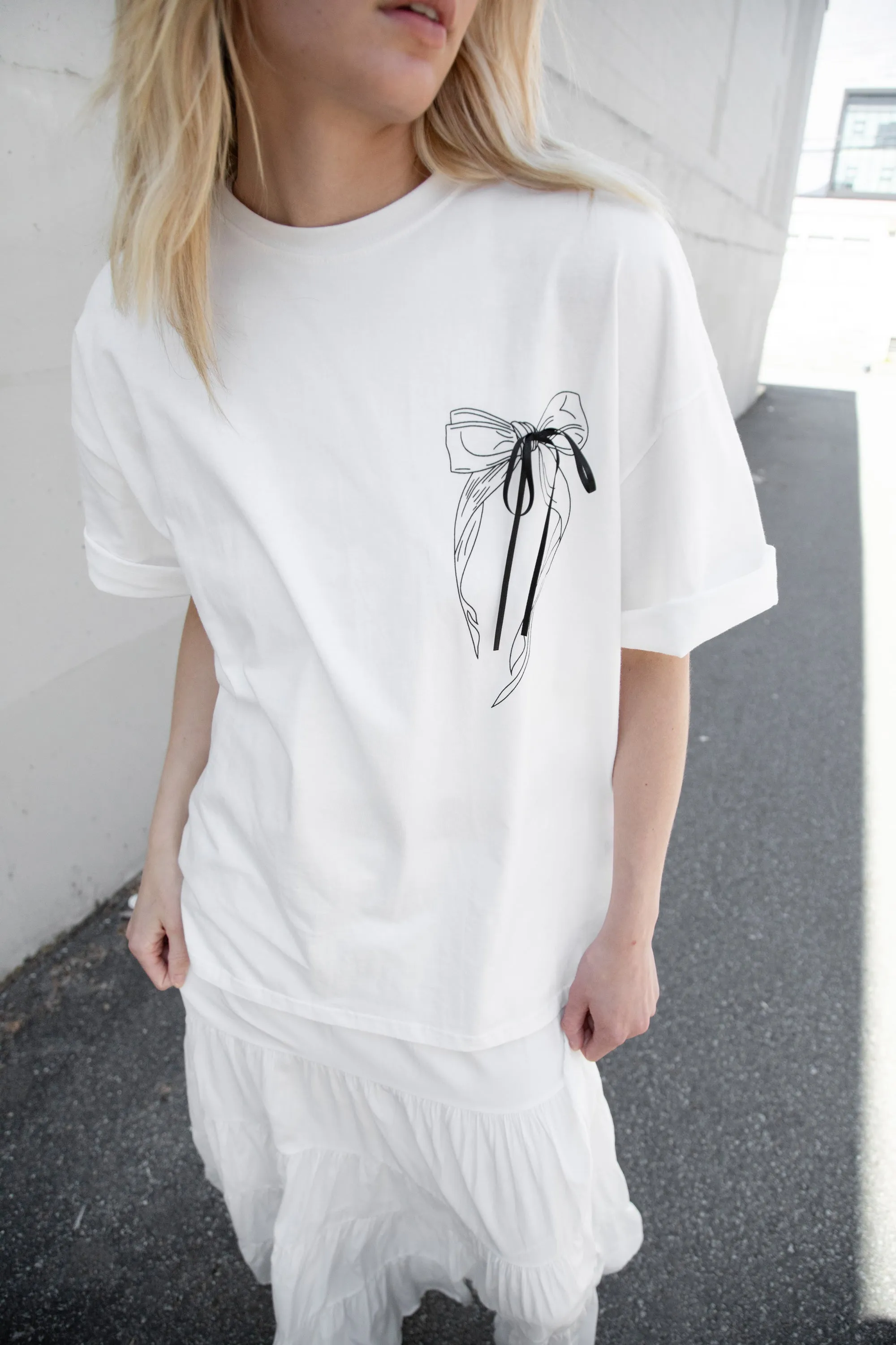 OVERSIZED T-SHIRT WITH BOW GRAPHIC sold by OAK AND FORT