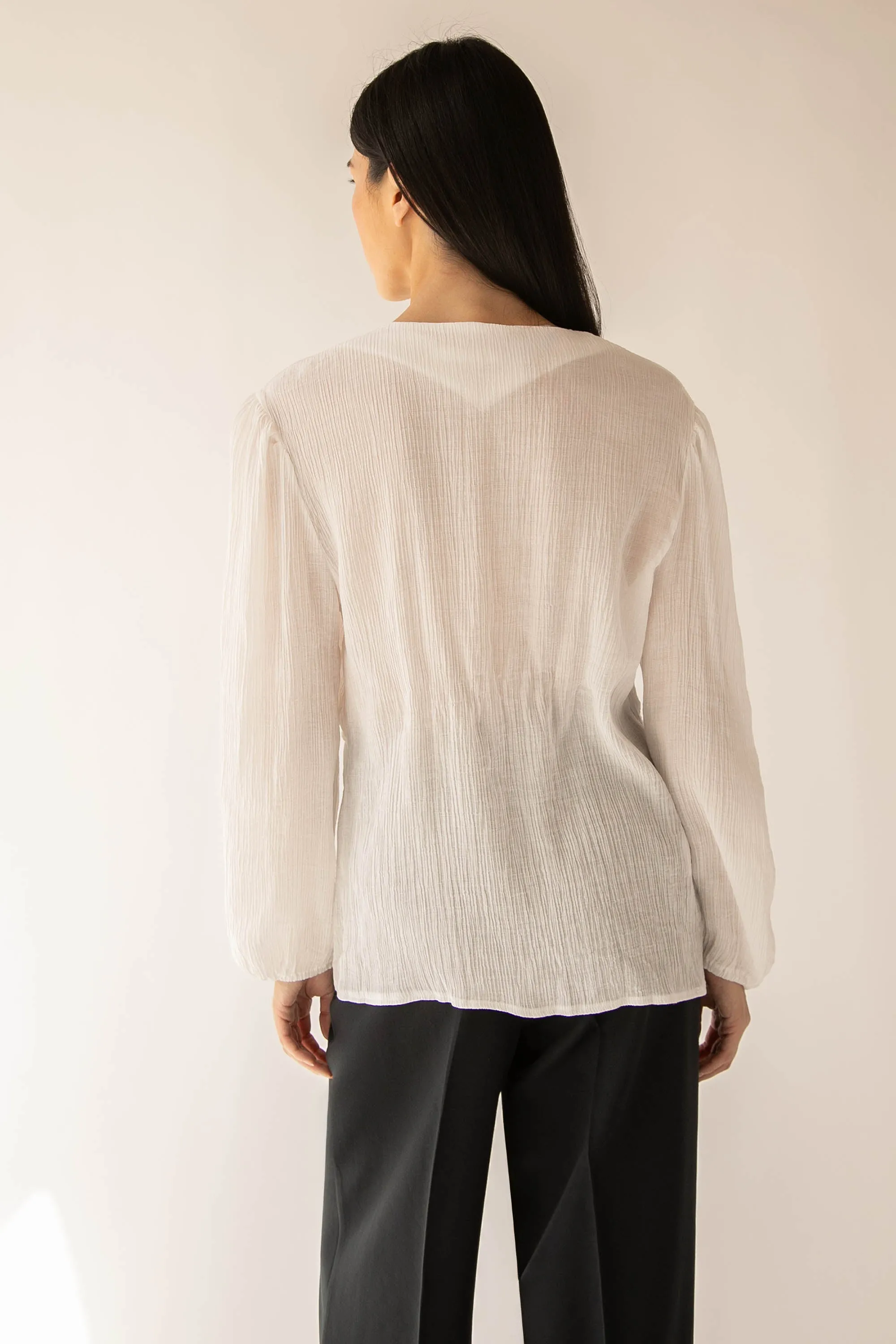 SHEER FRONT TIE BLOUSE sold by OAK AND FORT product image thumbnail 5