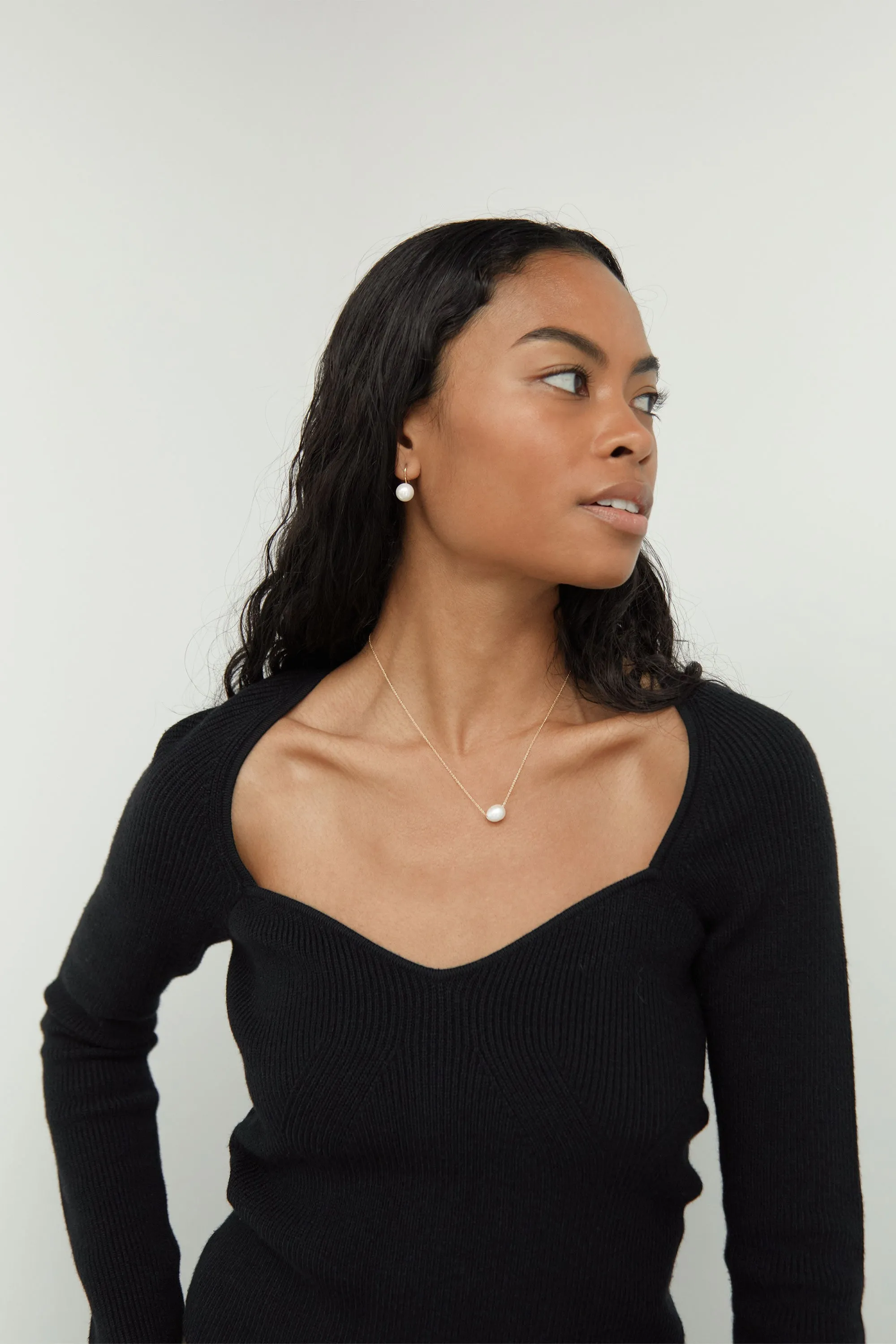 SMALL PEARL EARRING sold by OAK AND FORT product image thumbnail 3