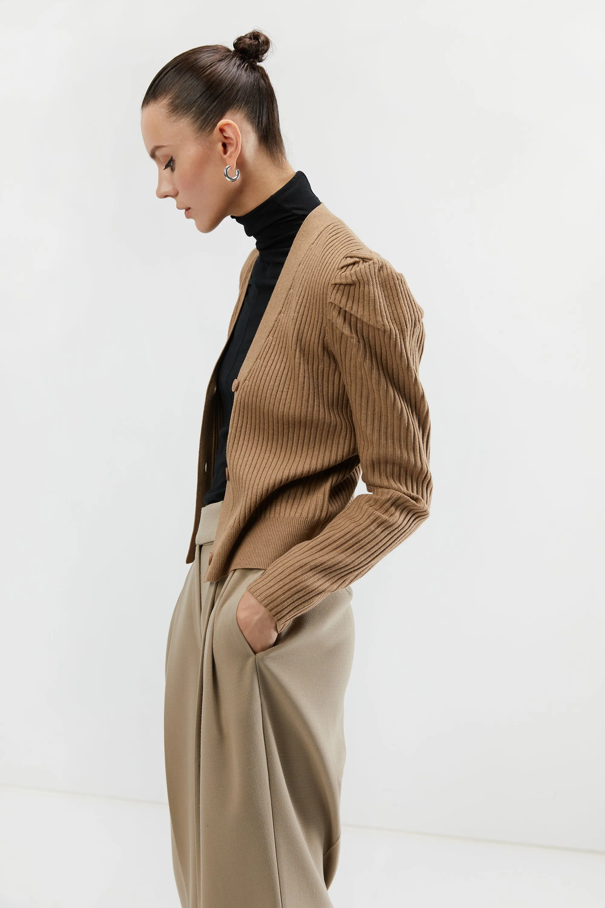 PUFFY SHOULDER CARDIGAN sold by OAK AND FORT product image thumbnail 4