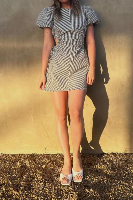GINGHAM MINI DRESS WITH SIDE CUTOUTS sold by OAK AND FORT