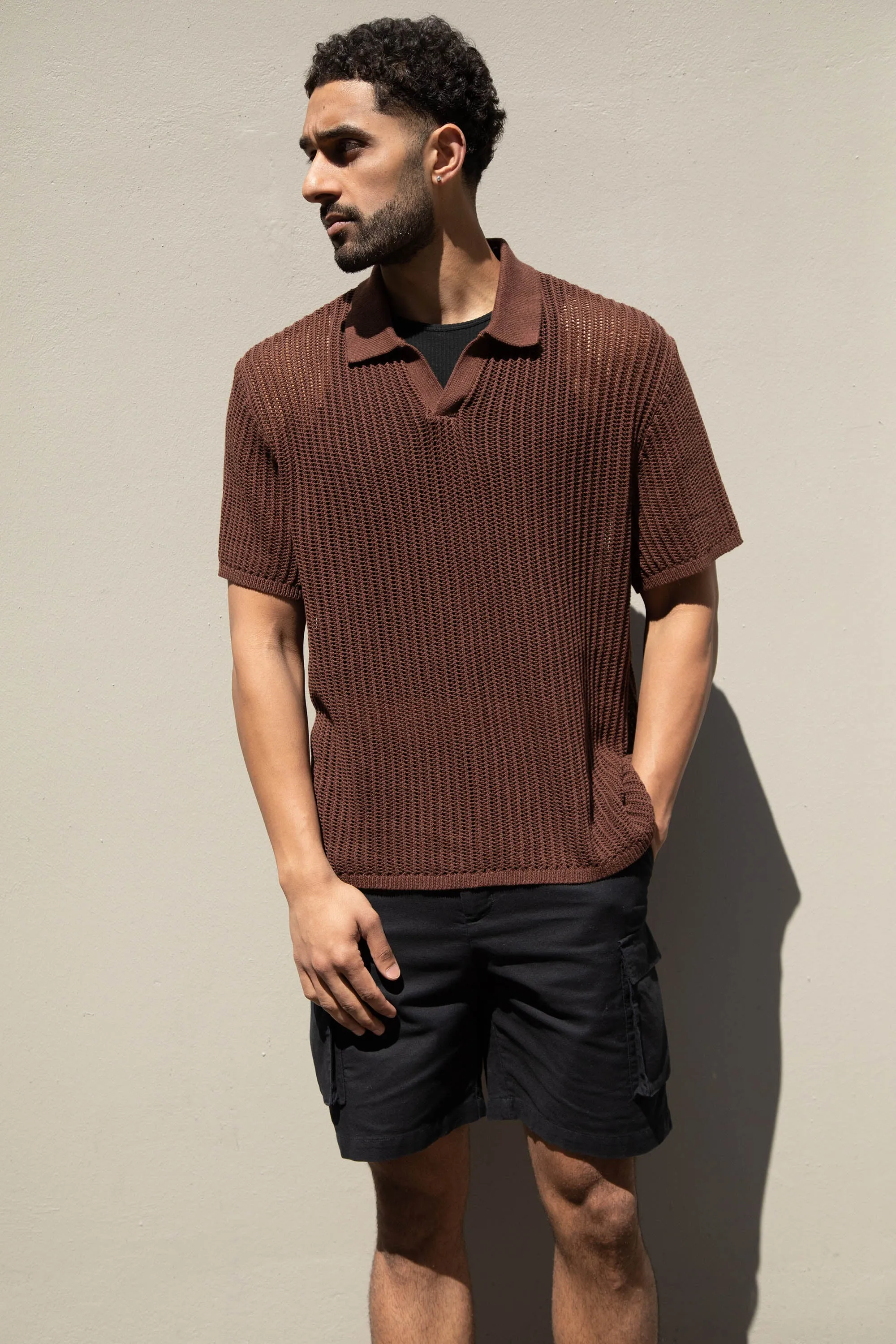 CROCHET COLLARED SHORT SLEEVE SWEATER sold by OAK AND FORT product image thumbnail 4