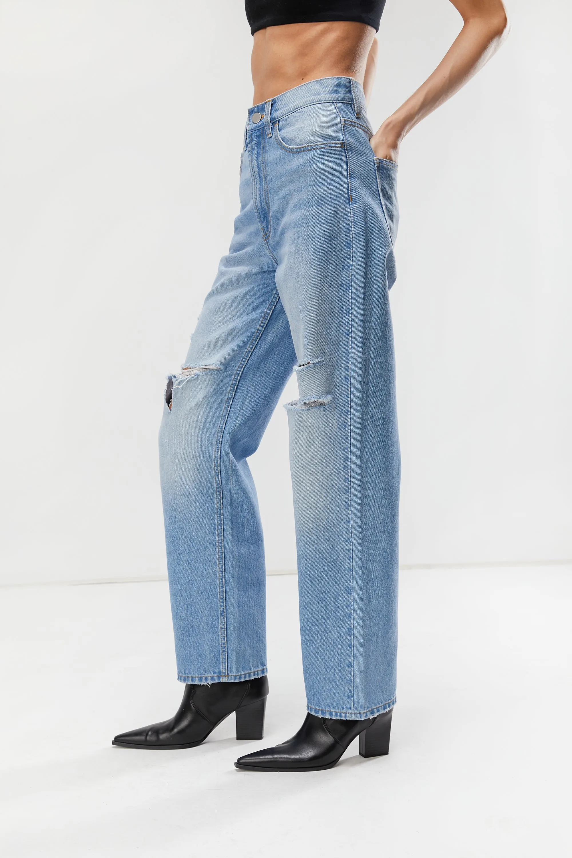 RELAXED RIPPED JEANS sold by OAK AND FORT product image thumbnail 3