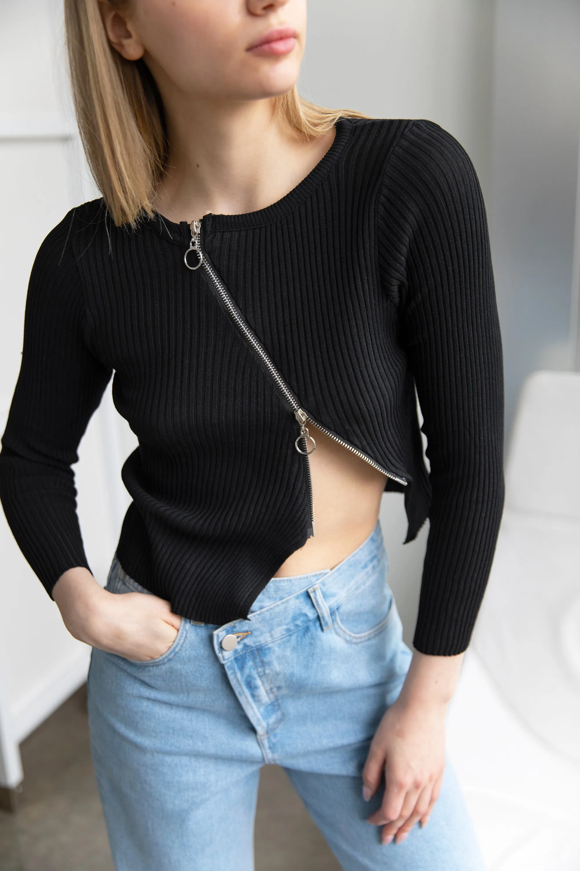 ASYMMETRICAL ZIP FRONT TOP sold by OAK AND FORT product image thumbnail 3