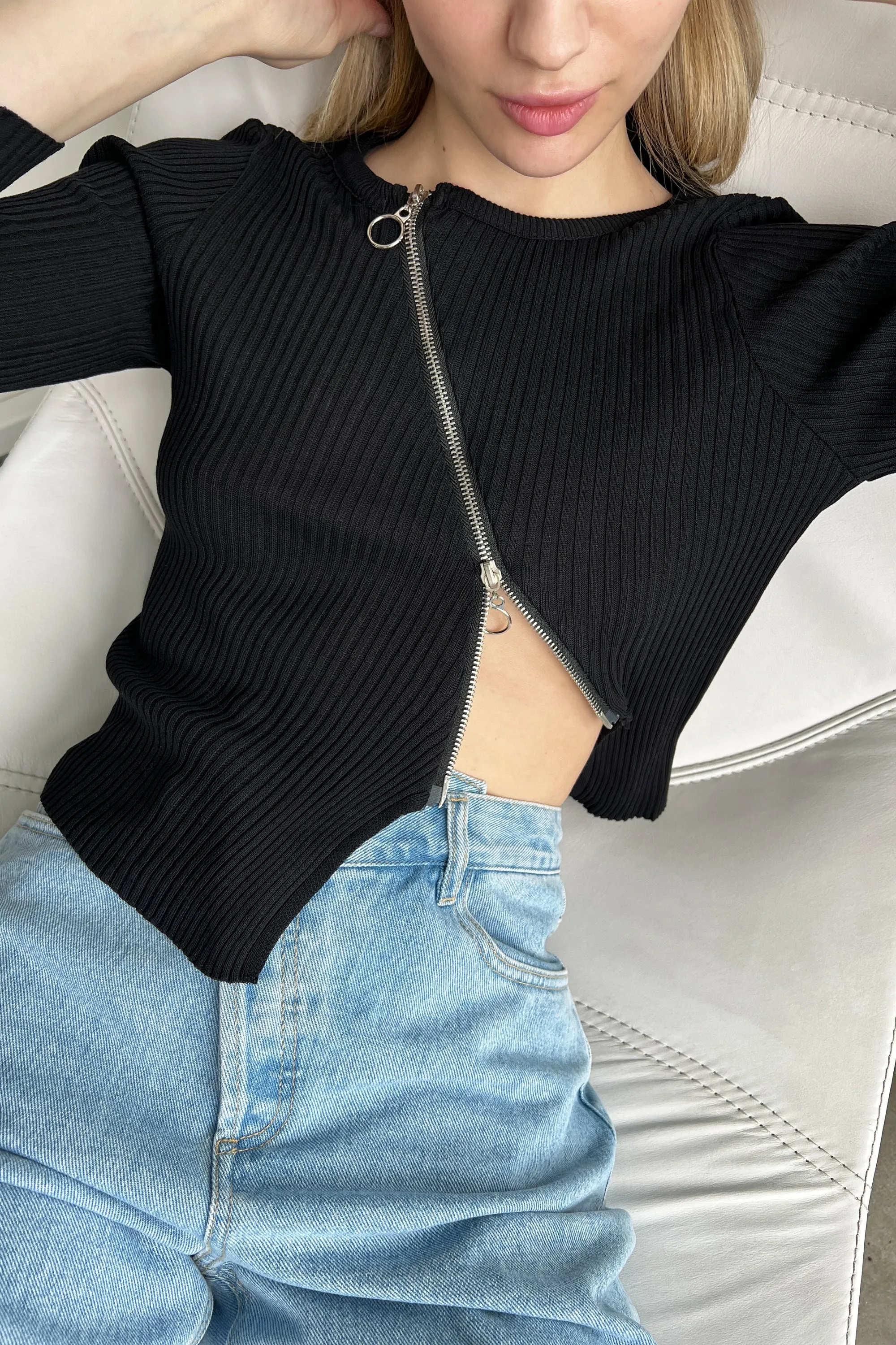 ASYMMETRICAL ZIP FRONT TOP sold by OAK AND FORT