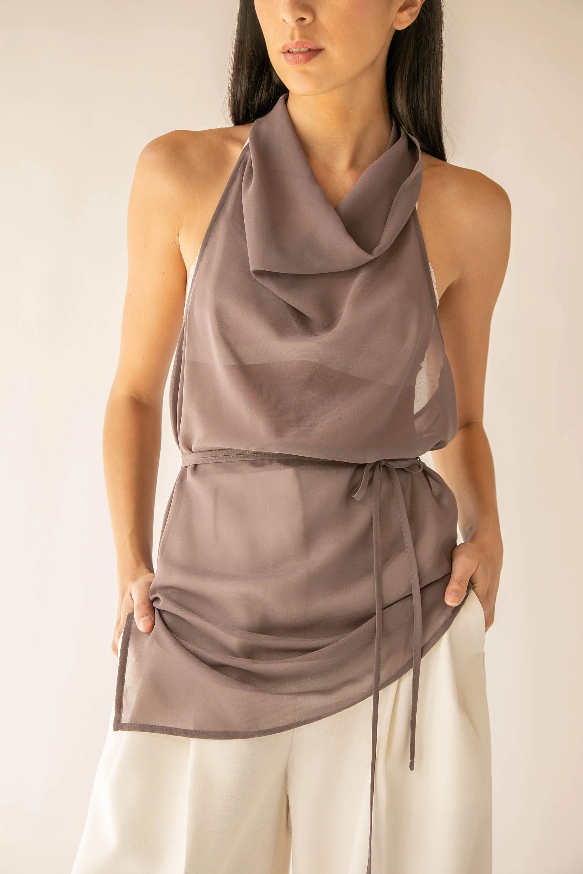 SHEER HALTER TOP sold by OAK AND FORT