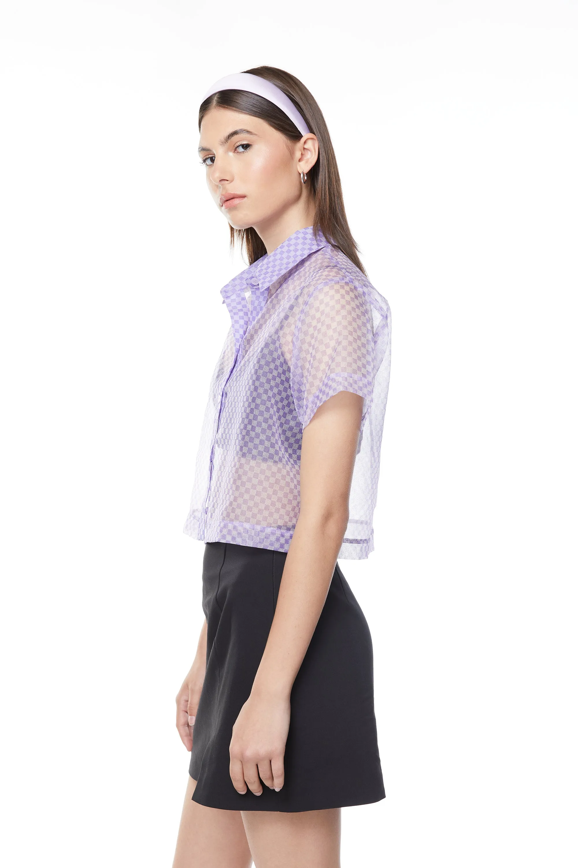SHEER CHECKERED BUTTON UP sold by OAK AND FORT product image thumbnail 4