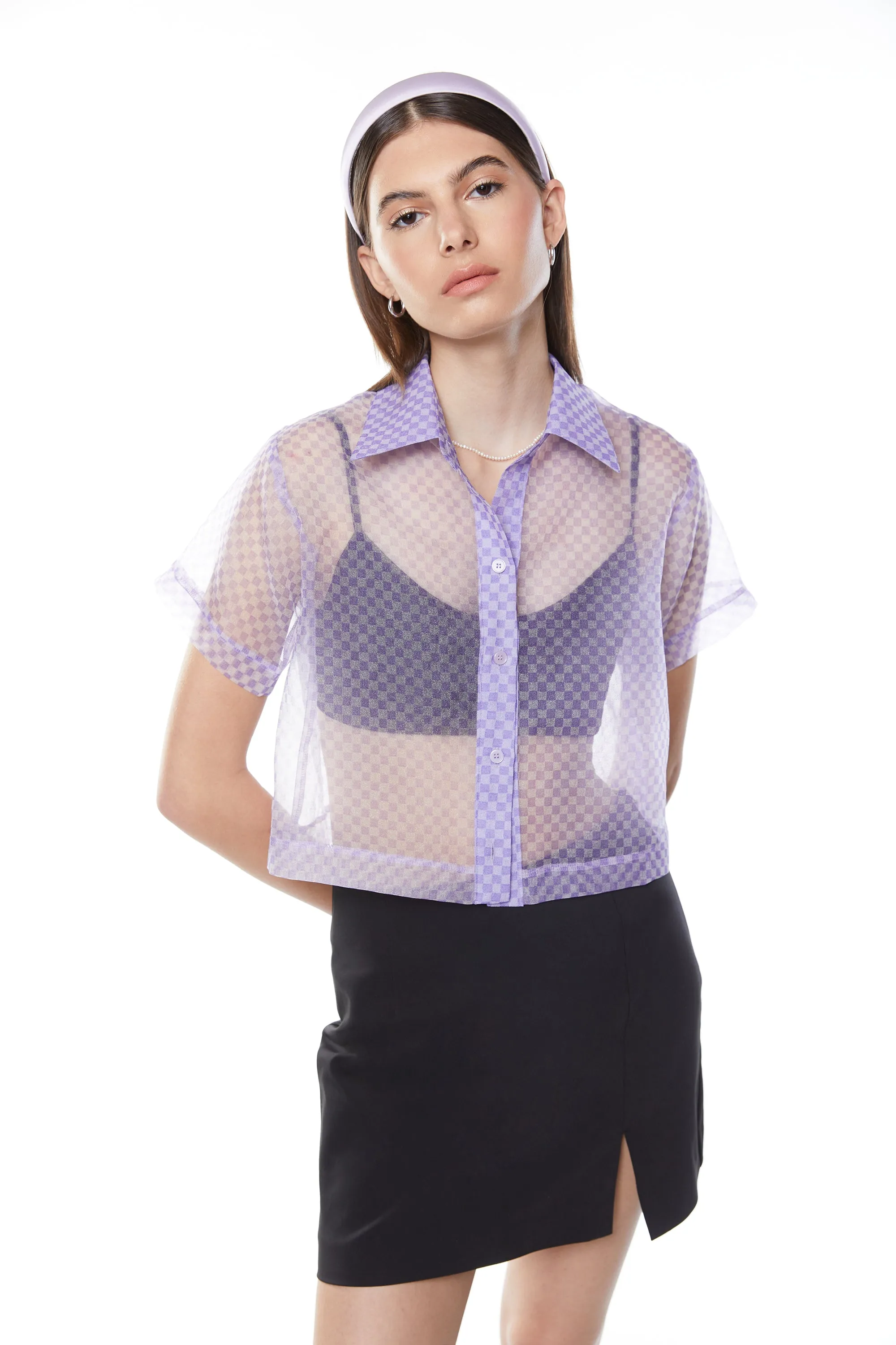 SHEER CHECKERED BUTTON UP sold by OAK AND FORT