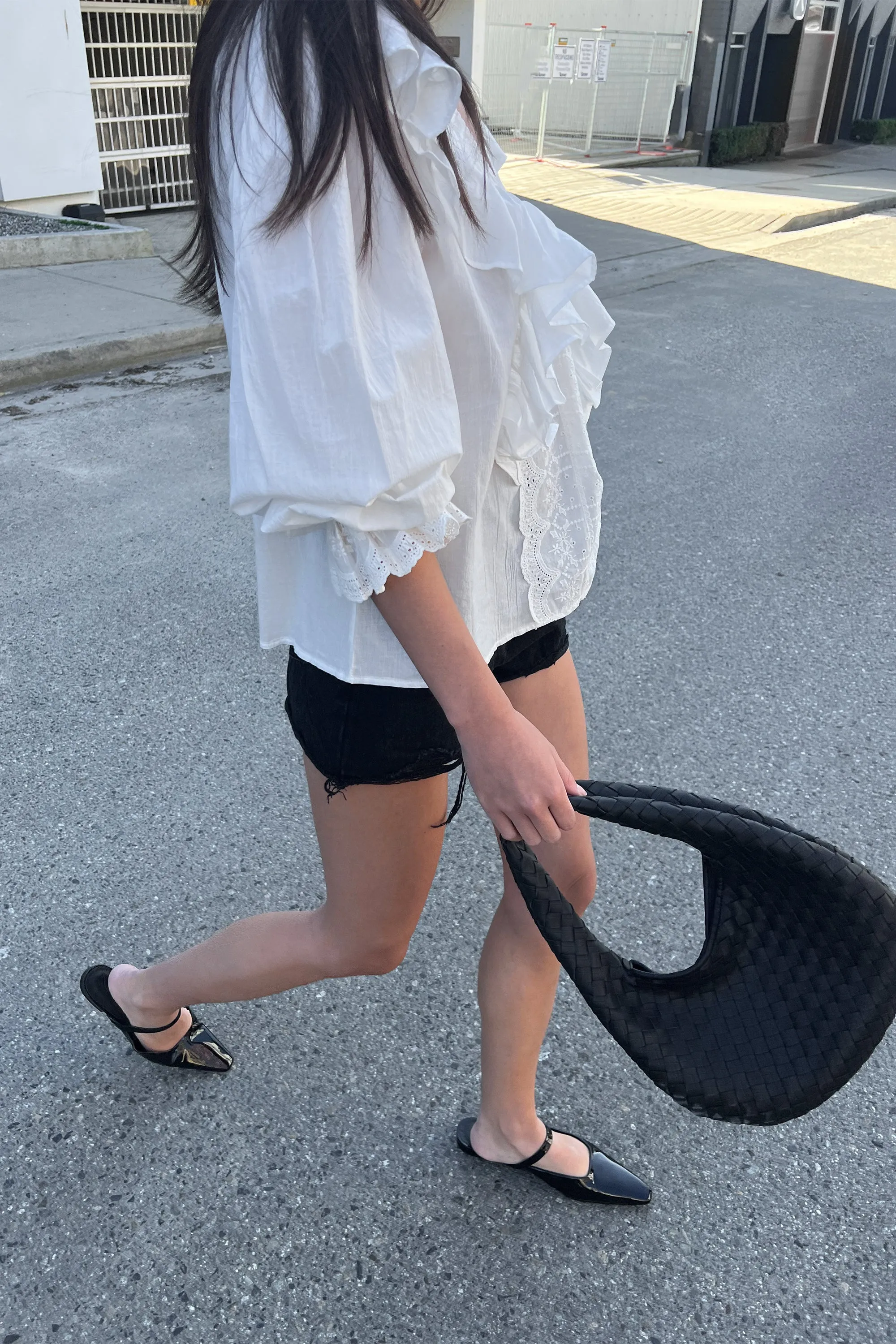 RUFFLED V-NECK BLOUSE sold by OAK AND FORT product image thumbnail 2