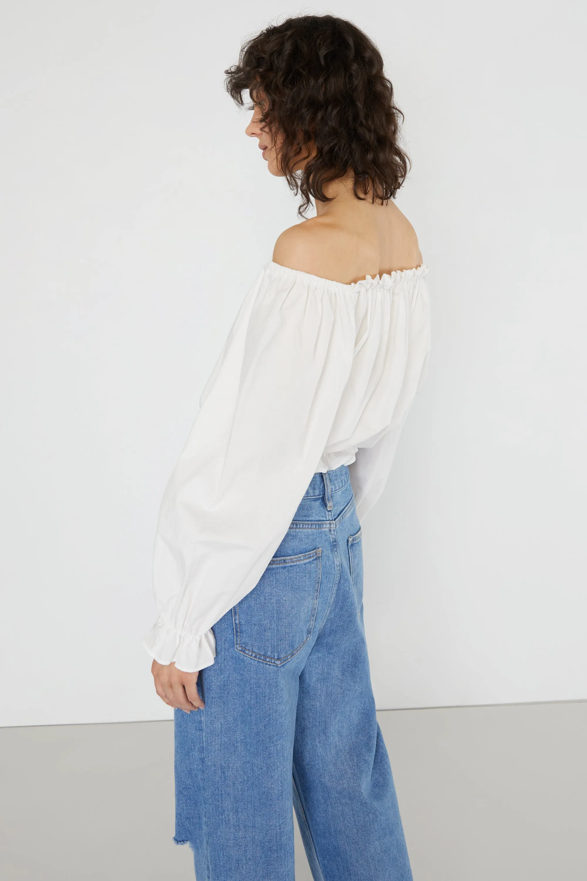 OFF SHOULDER RUFFLED TOP sold by OAK AND FORT product image thumbnail 4