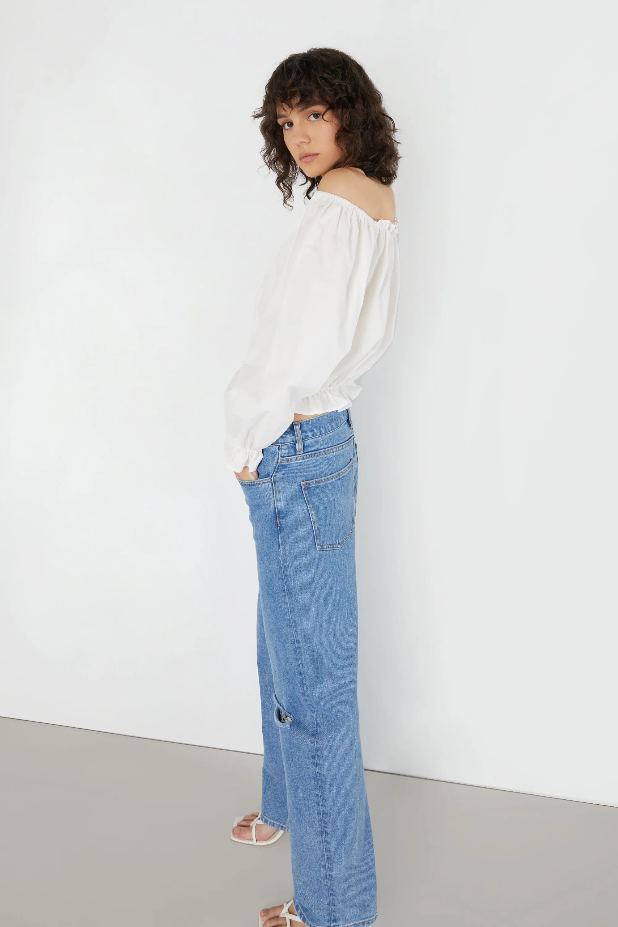 OFF SHOULDER RUFFLED TOP sold by OAK AND FORT product image thumbnail 2